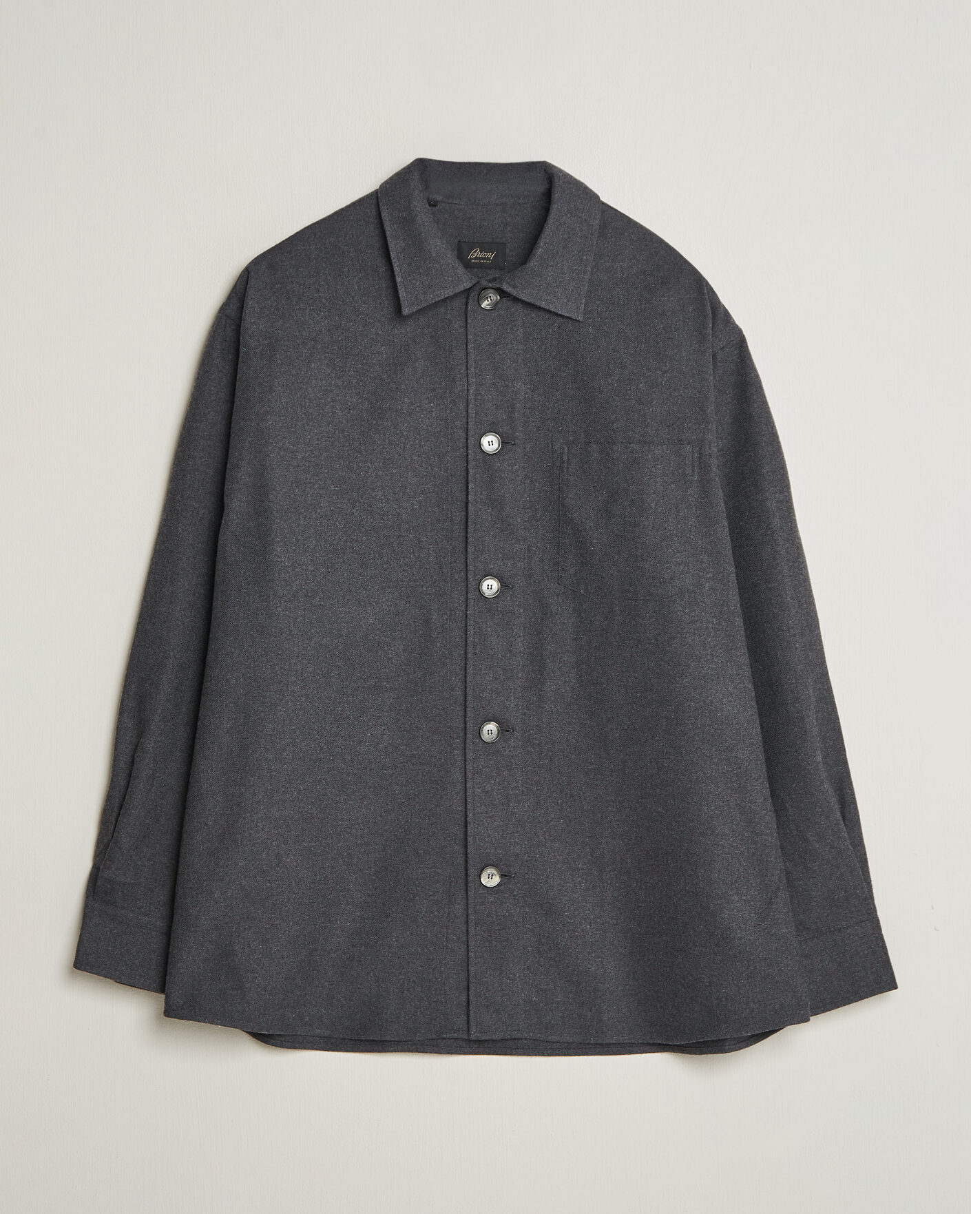 Mies | Kauluspaidat | Brioni | Cotton/Cashmere Overshirt Grey Melange
