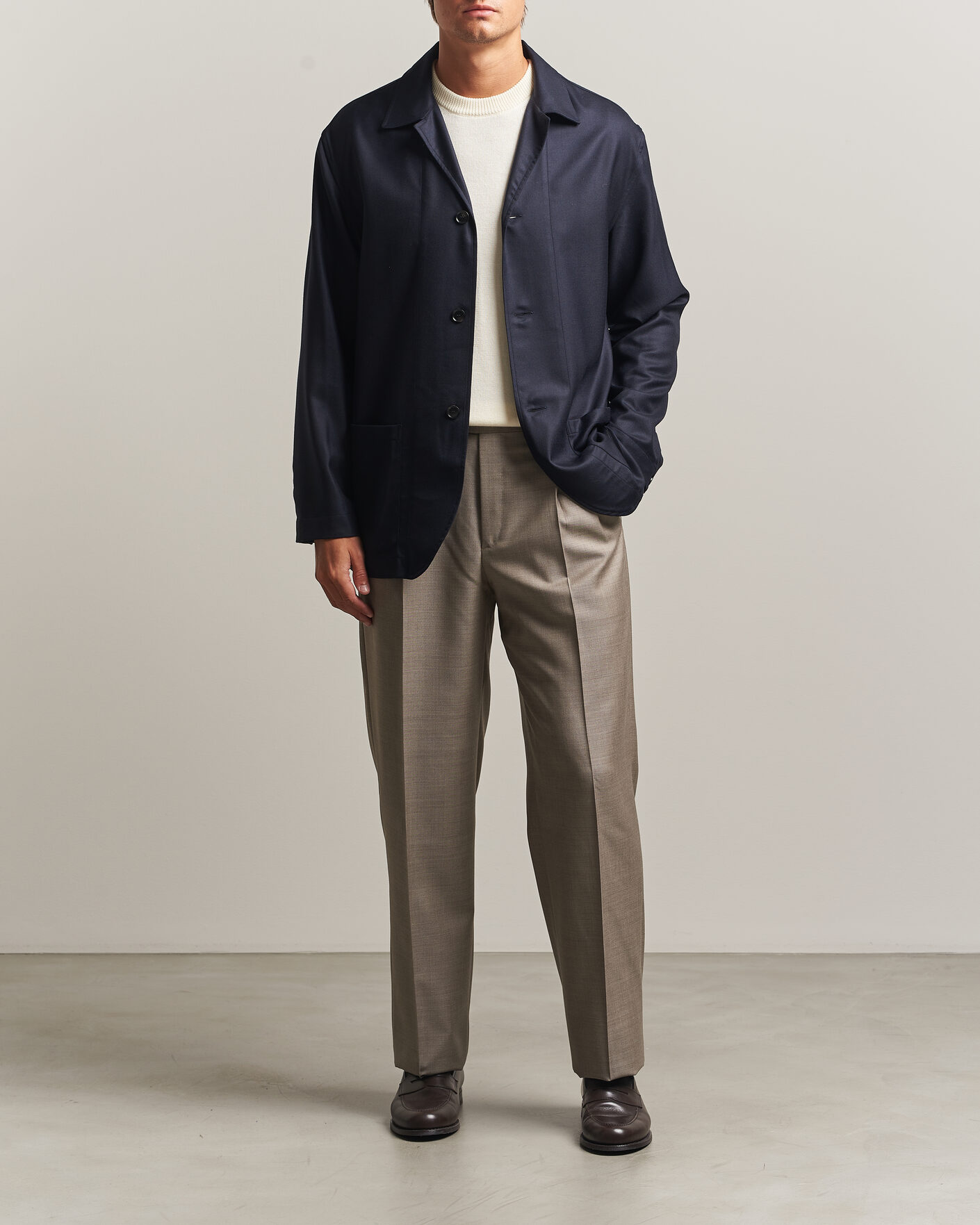 Mies | Takit | Brioni | Wool/Cashmere Shirt Jacket Navy