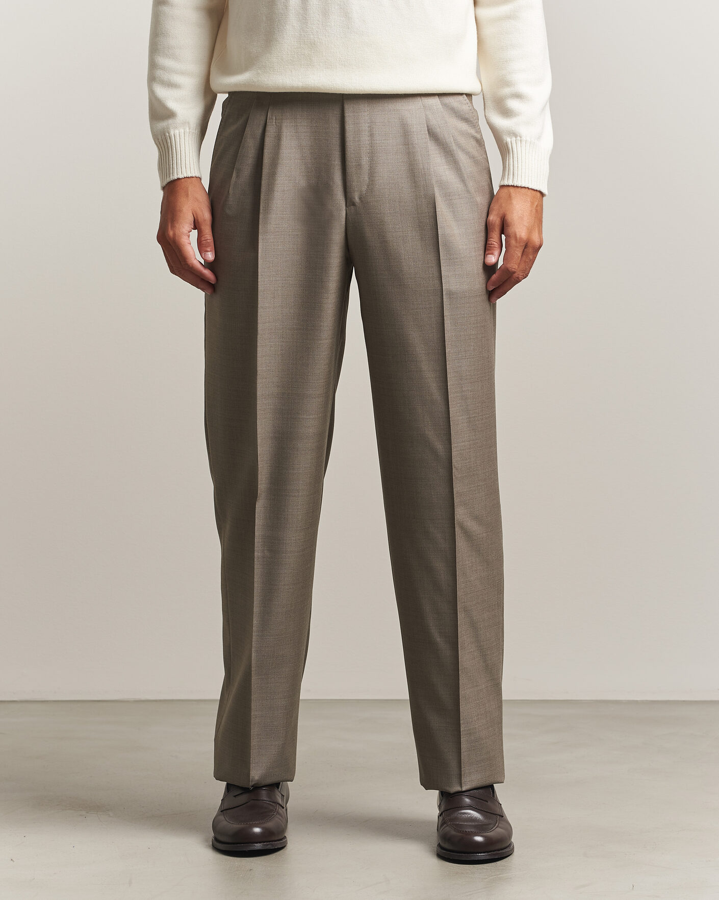 Mies | Housut | Brioni | Capri Wool Trousers Beige