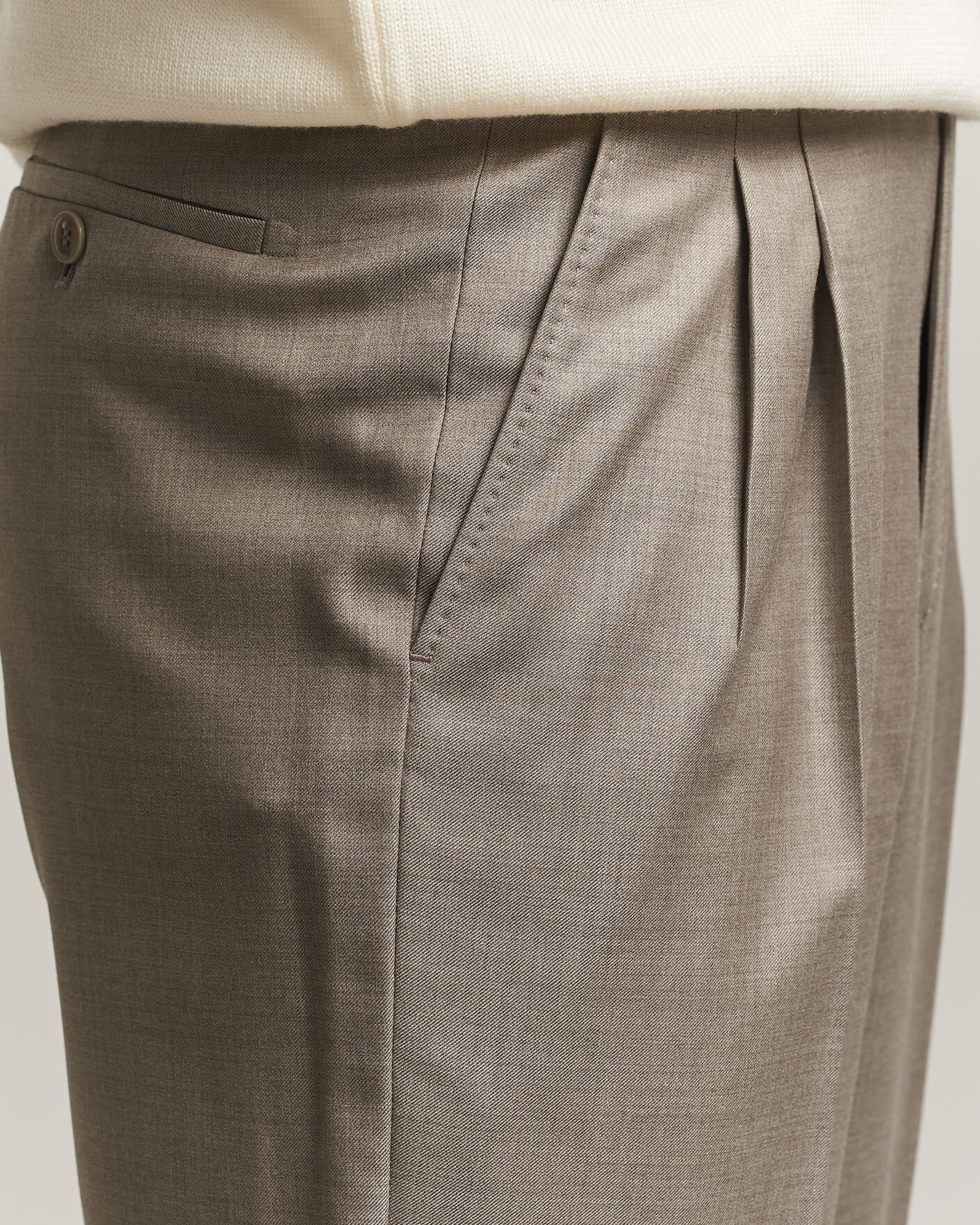 Mies | Housut | Brioni | Capri Wool Trousers Beige