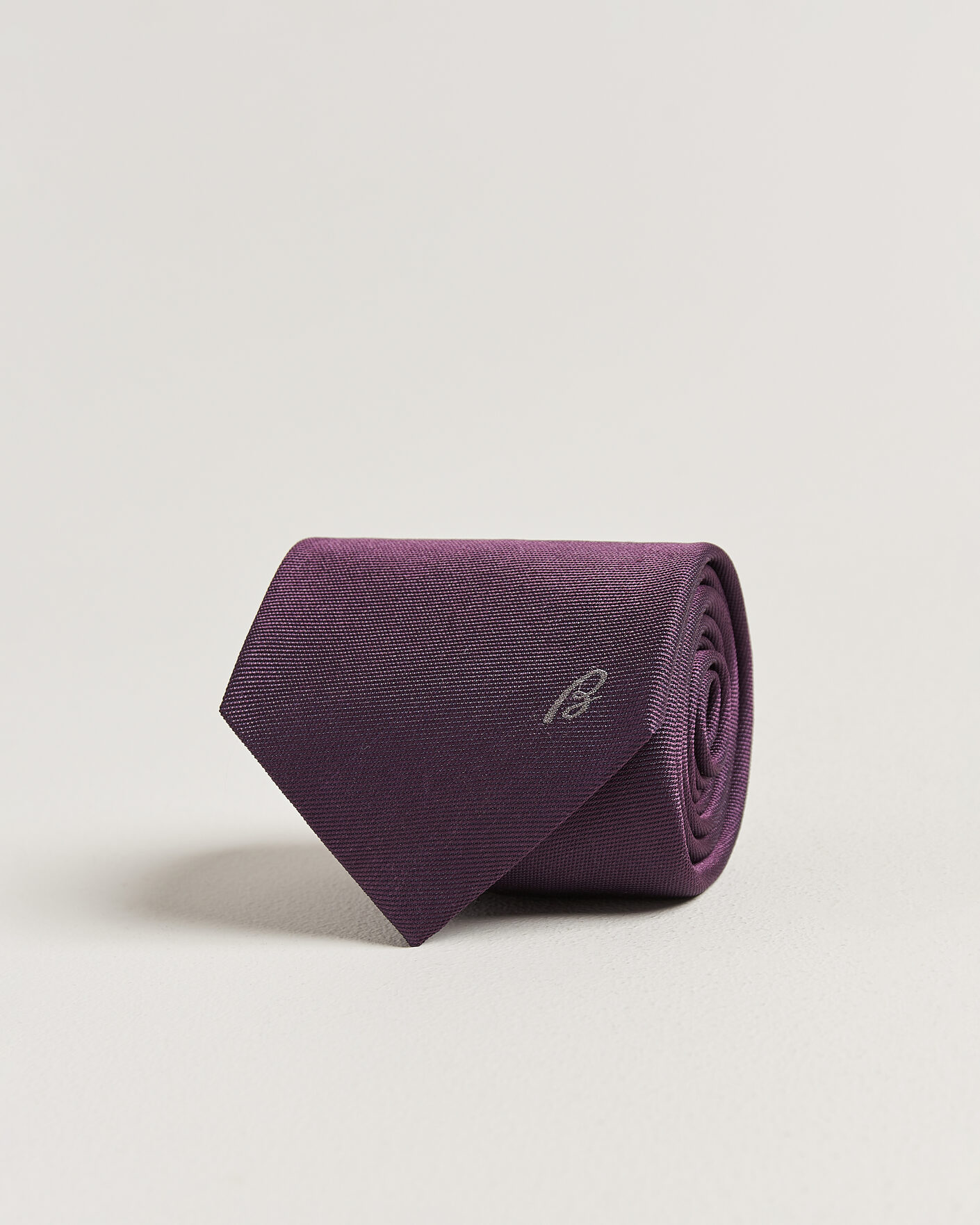 Mies | Solmiot | Brioni | Embroidered Logo Silk Tie Burgundy
