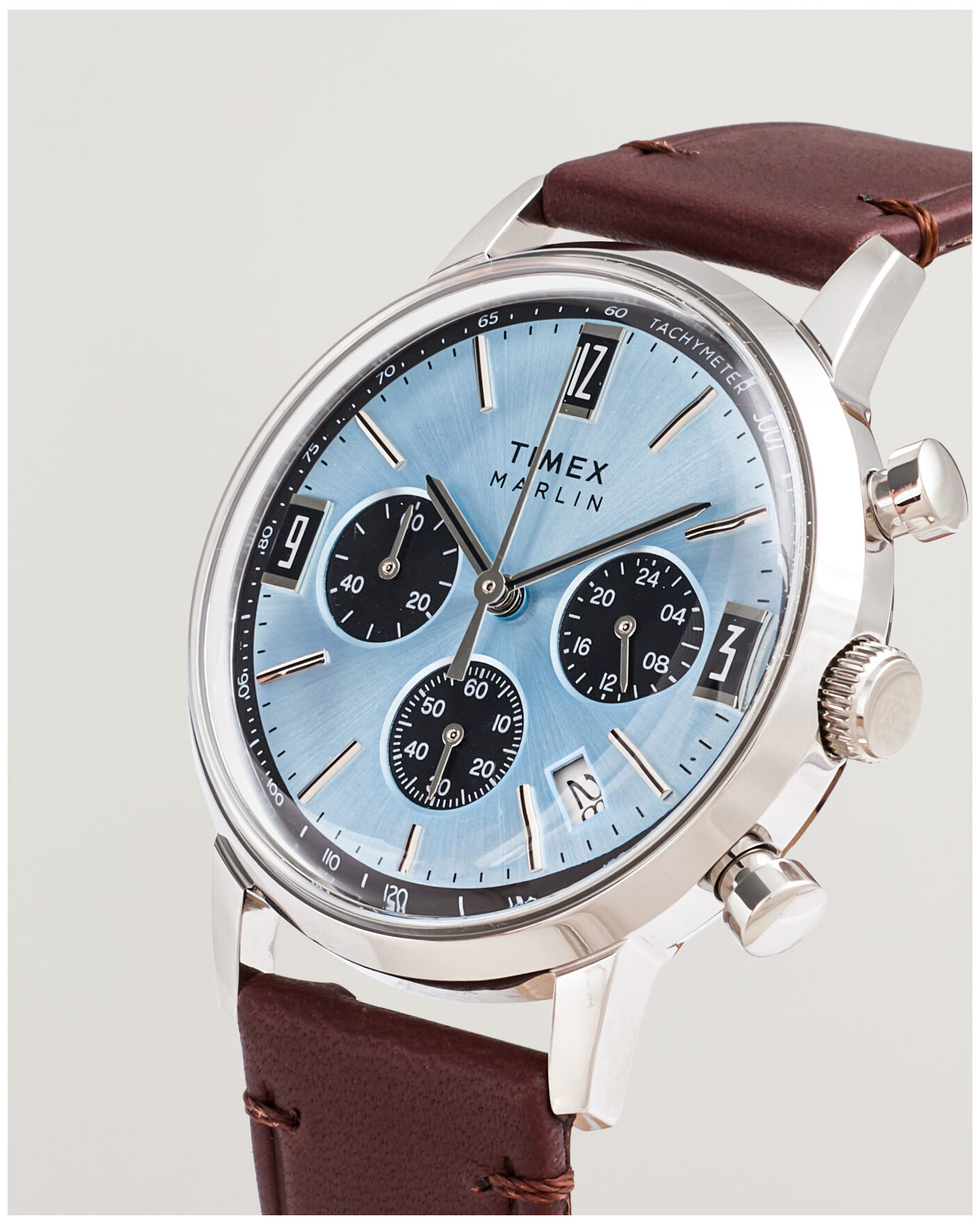 Mies | Timex Marlin Quartz Chronograph Leather 40mm Ice Blue Dial | Timex | Marlin Quartz Chronograph Leather 40mm Ice Blue Dial
