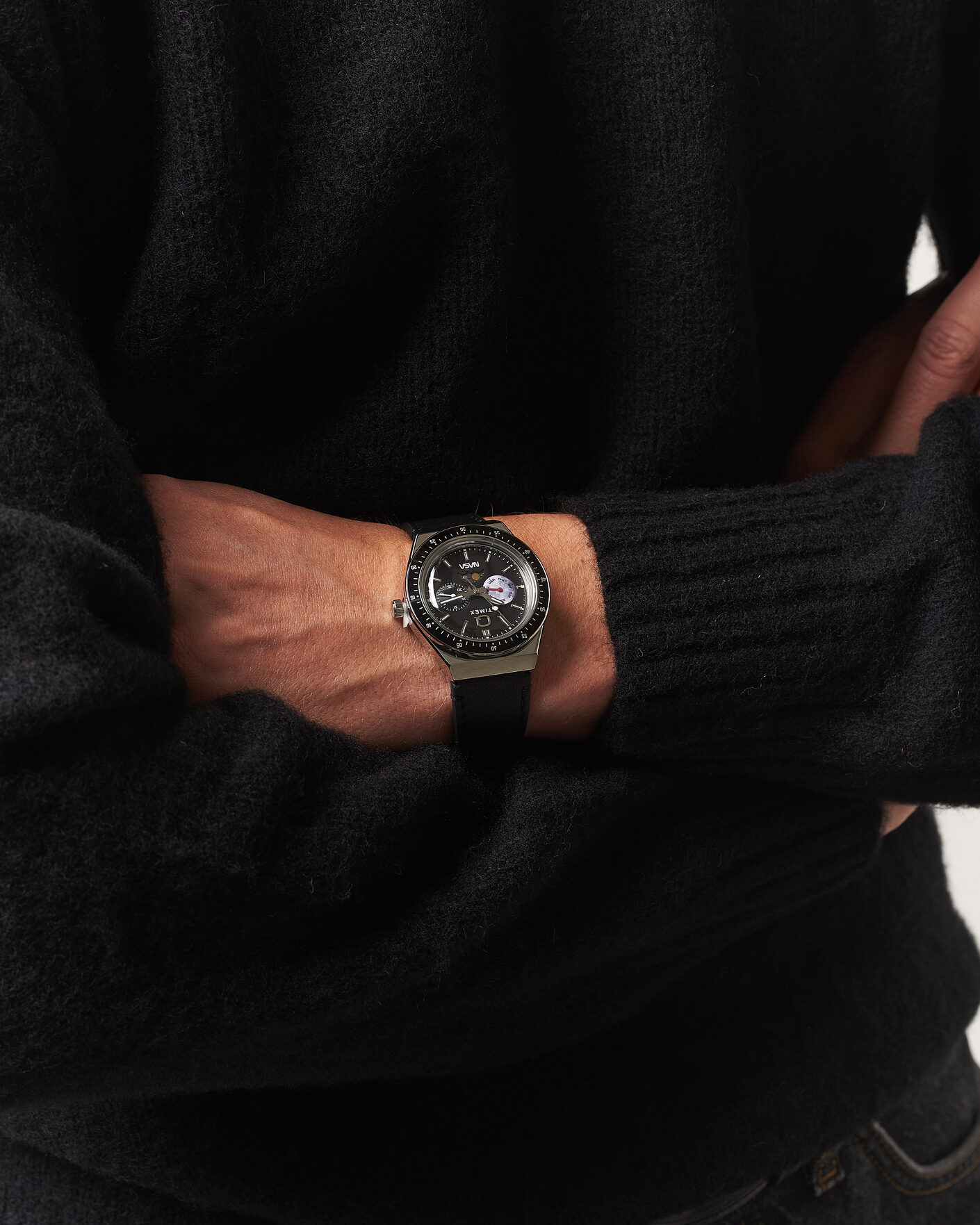 Mies | Timex Q Timex x NASA Luminous Leather Strap 40mm Black Dial | Timex | Q x NASA Luminous Leather Strap 40mm Black Dial