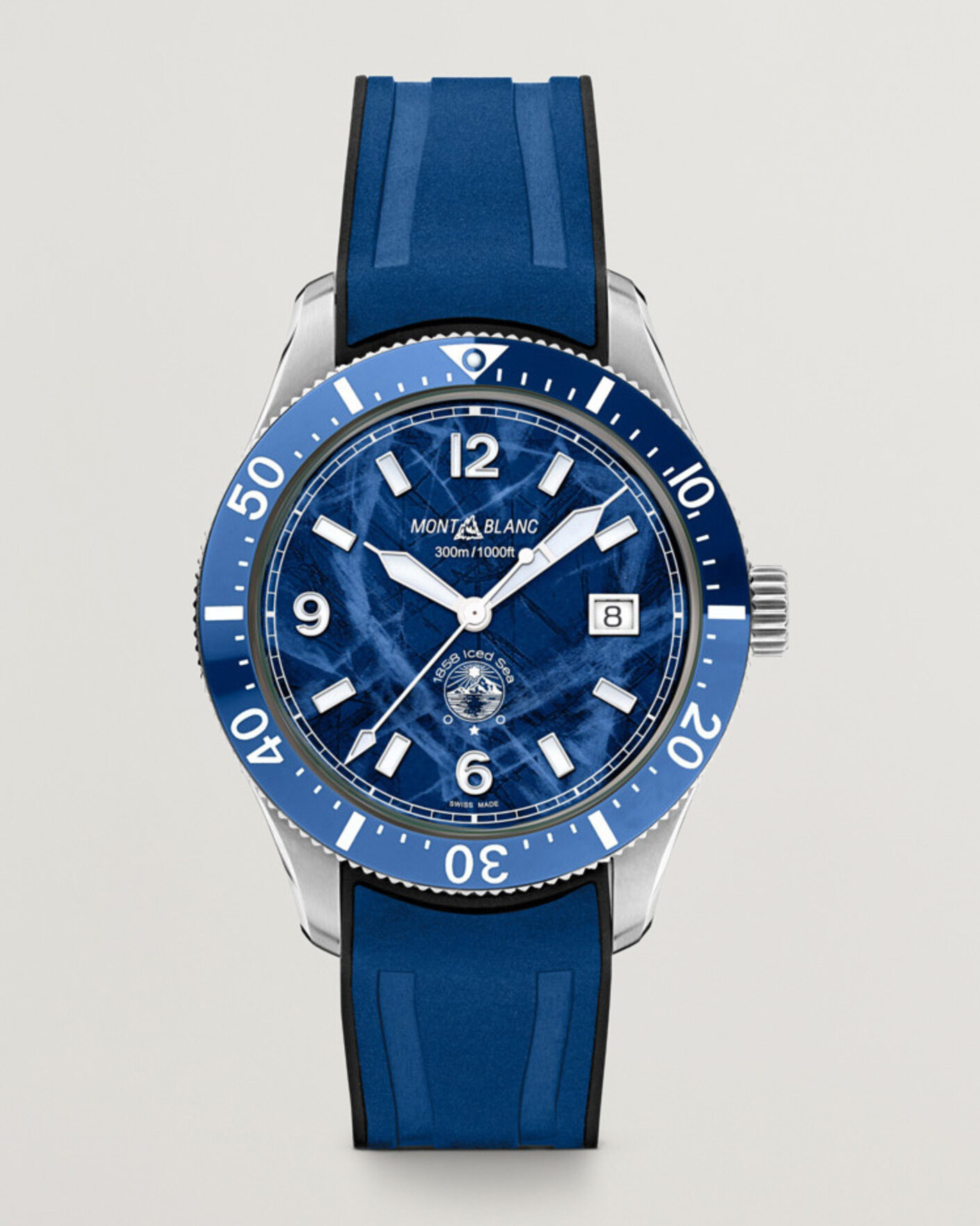 Mies | Montblanc Iced Sea Automatic Date Rubber Strap Blue | Montblanc | Iced Sea Automatic Date Rubber Strap Blue