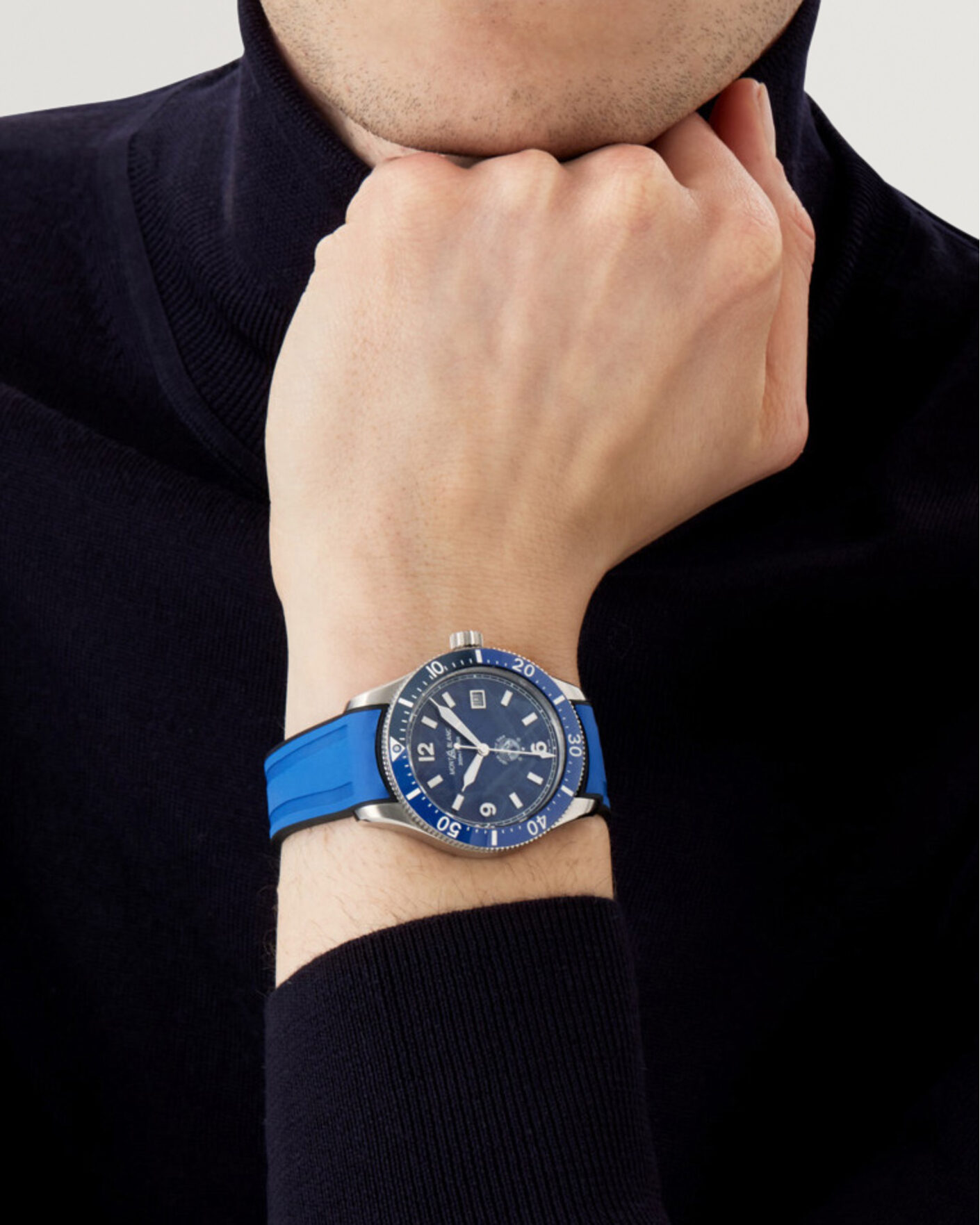 Mies | Montblanc Iced Sea Automatic Date Rubber Strap Blue | Montblanc | Iced Sea Automatic Date Rubber Strap Blue