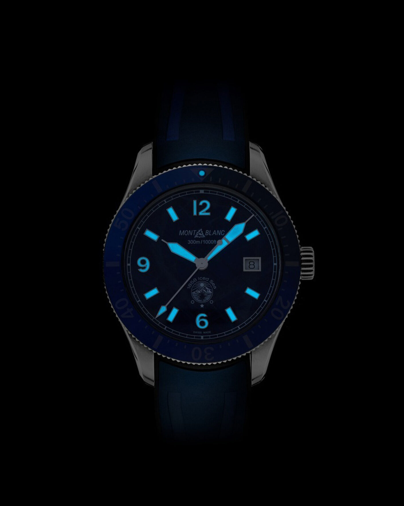Mies | Montblanc Iced Sea Automatic Date Rubber Strap Blue | Montblanc | Iced Sea Automatic Date Rubber Strap Blue