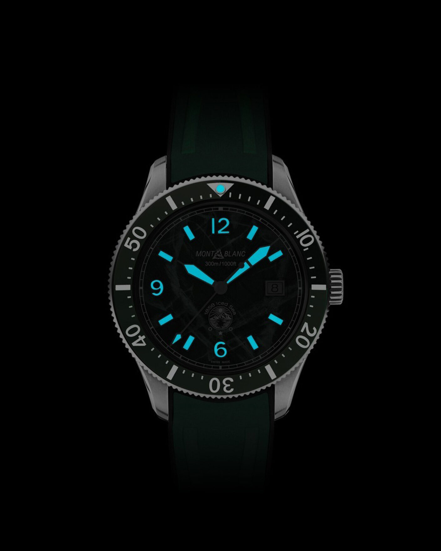 Mies | Montblanc Iced Sea Automatic Date Rubber Strap Green | Montblanc | Iced Sea Automatic Date Rubber Strap Green