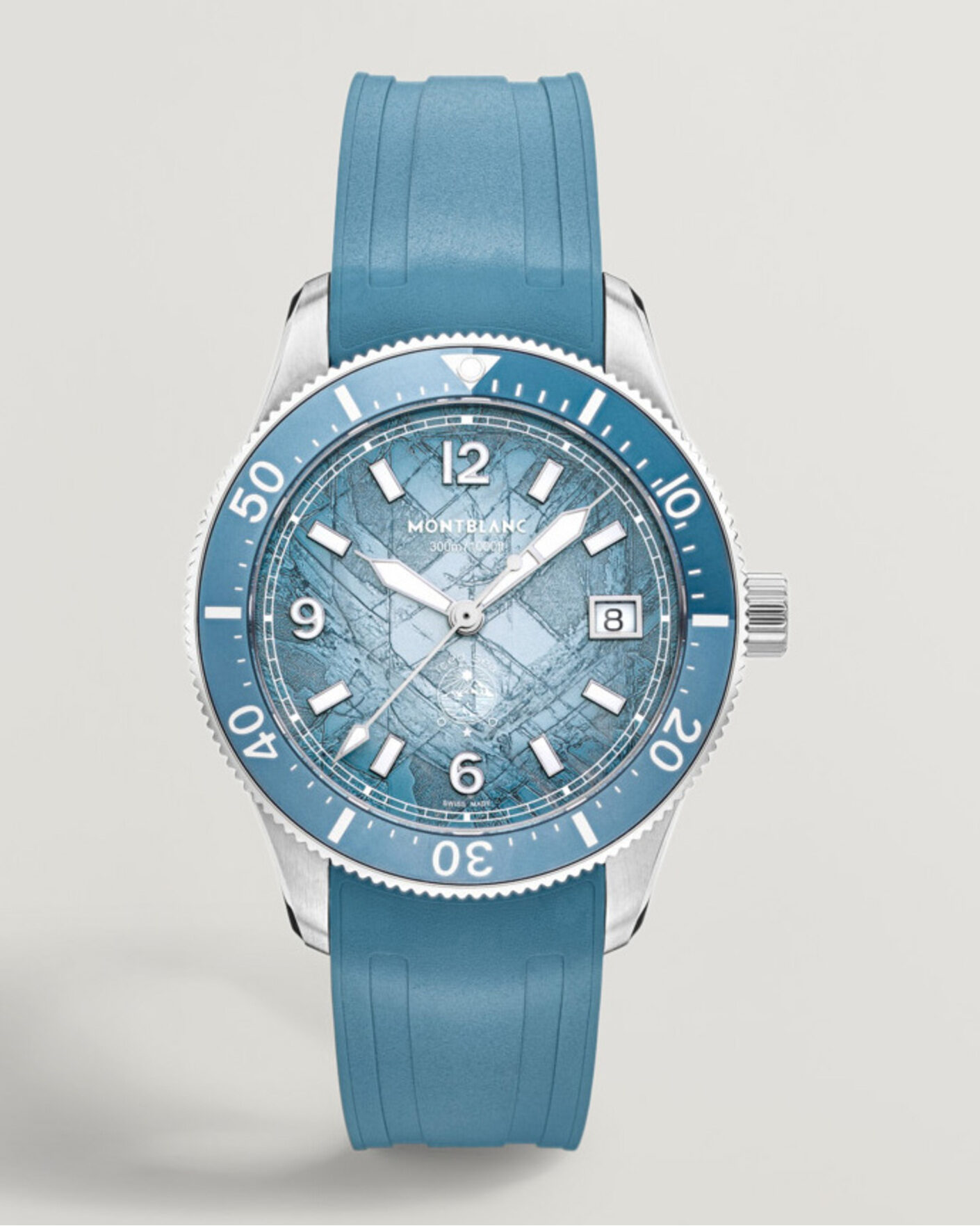 Mies | Montblanc Iced Sea Automatic Date 0 Oxygen Rubber Strap Light Blue | Montblanc | Iced Sea Automatic Date 0 Oxygen Rubber Strap Light Blue