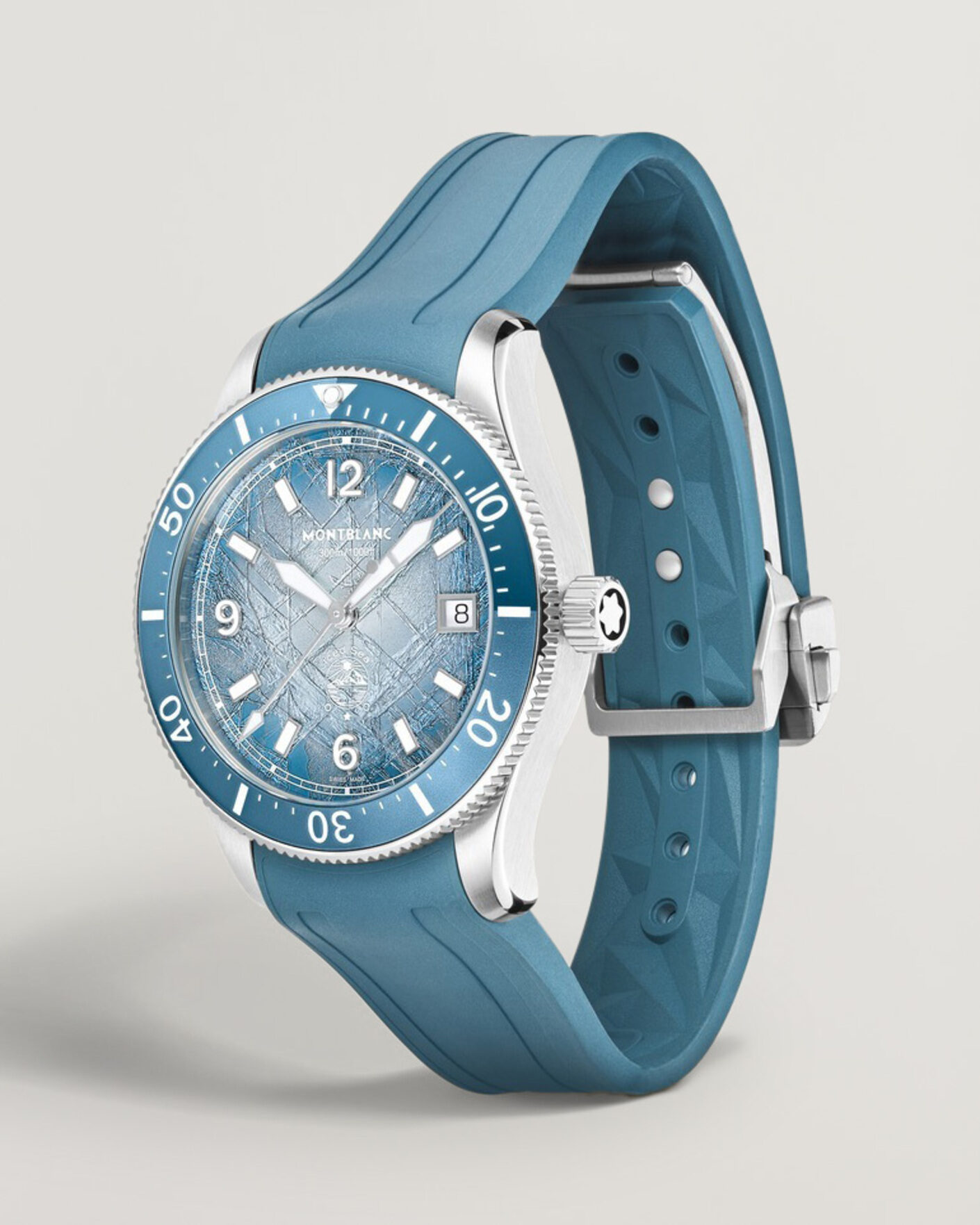 Mies | Montblanc Iced Sea Automatic Date 0 Oxygen Rubber Strap Light Blue | Montblanc | Iced Sea Automatic Date 0 Oxygen Rubber Strap Light Blue