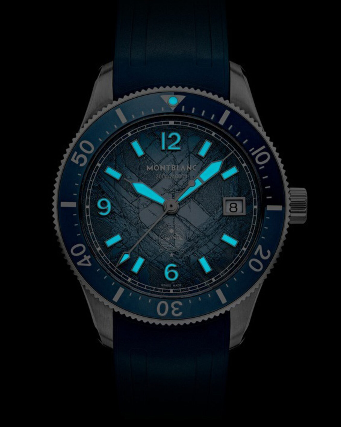 Mies | Montblanc Iced Sea Automatic Date 0 Oxygen Rubber Strap Light Blue | Montblanc | Iced Sea Automatic Date 0 Oxygen Rubber Strap Light Blue