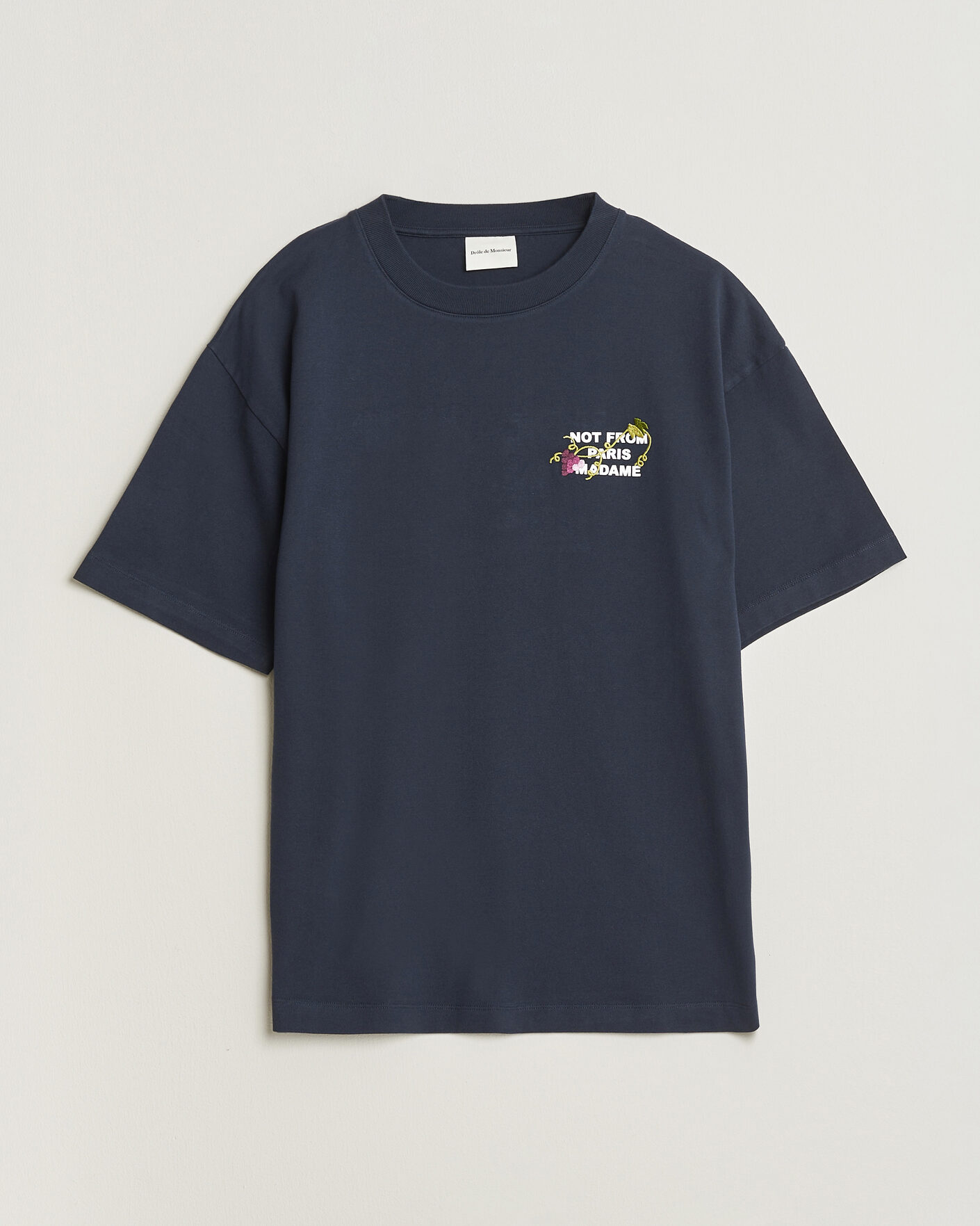 Mies | T-paidat | Drôle de Monsieur | Vine Embroidered Slogan T-Shirt Navy
