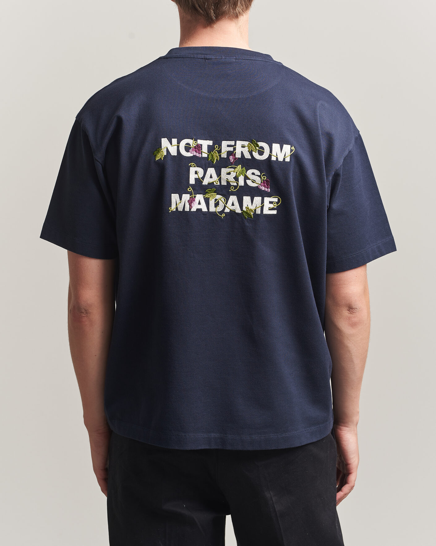 Mies | T-paidat | Drôle de Monsieur | Vine Embroidered Slogan T-Shirt Navy