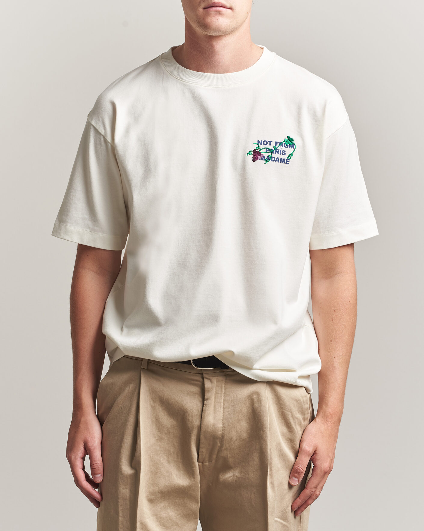 Mies | T-paidat | Drôle de Monsieur | Vine Embroidered Slogan T-Shirt Off White