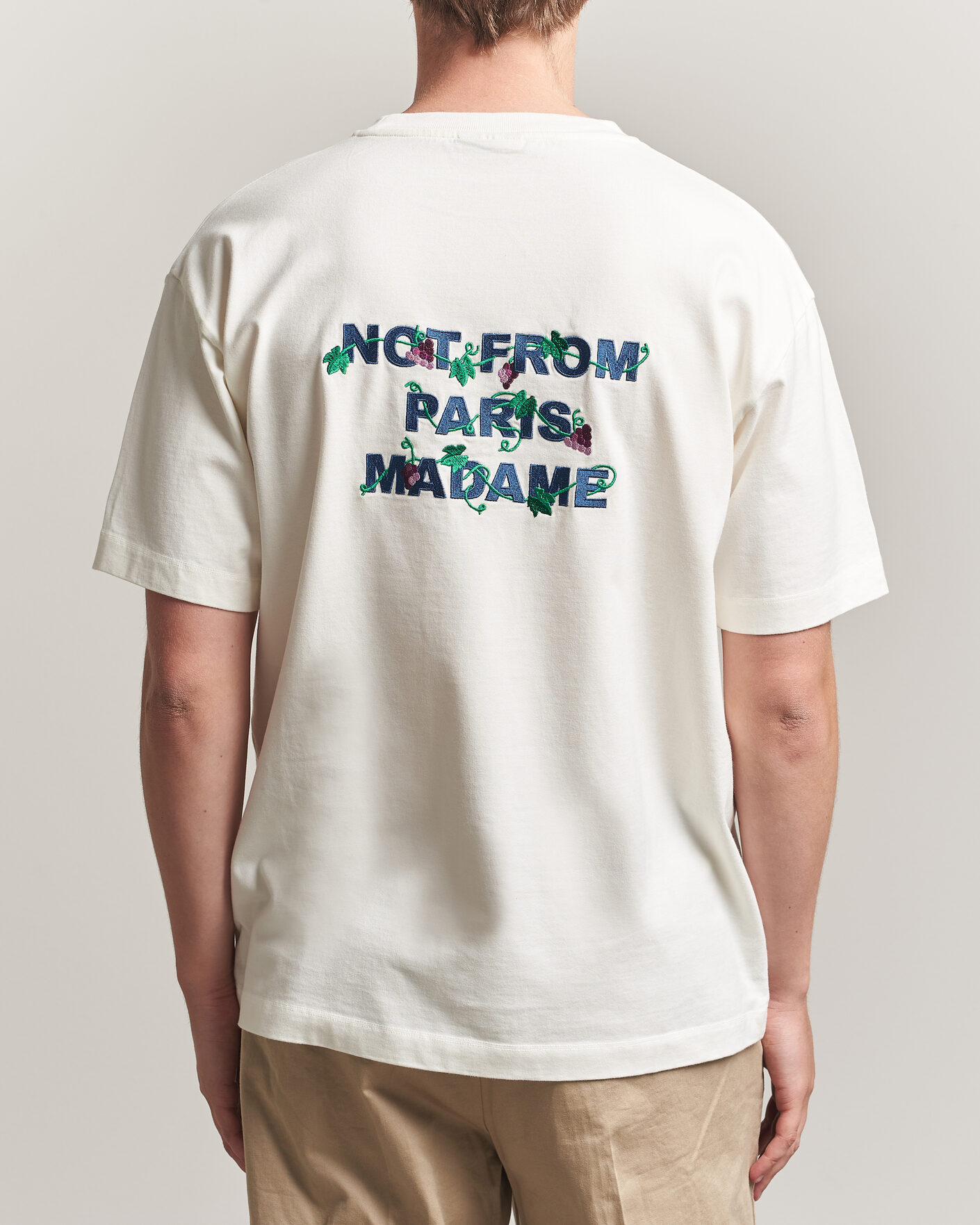 Mies | T-paidat | Drôle de Monsieur | Vine Embroidered Slogan T-Shirt Off White