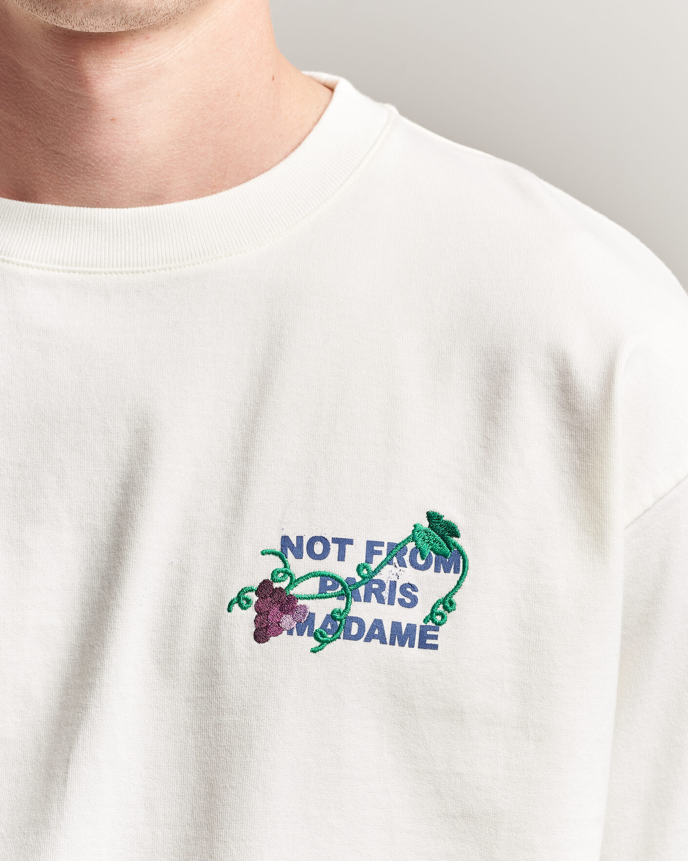 Mies | T-paidat | Drôle de Monsieur | Vine Embroidered Slogan T-Shirt Off White