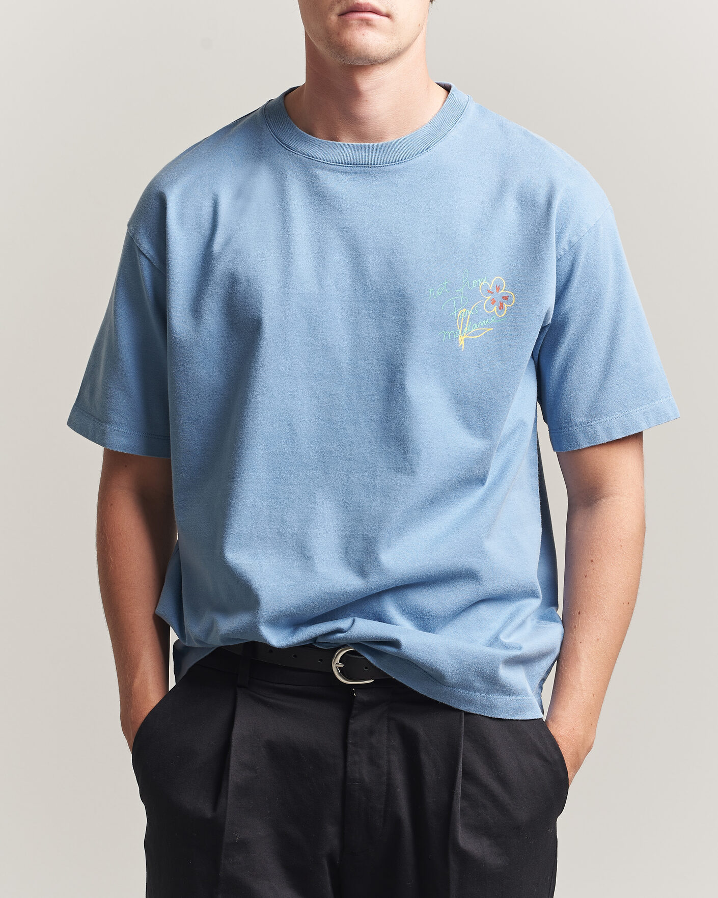 Mies | T-paidat | Drôle de Monsieur | Esquisse Slogan T-shirt Light Blue