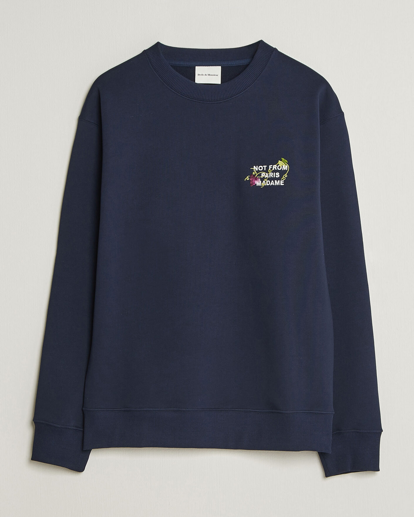 Mies | Puserot | Drôle de Monsieur | Vine Embroidered Slogan Sweatshirt Navy