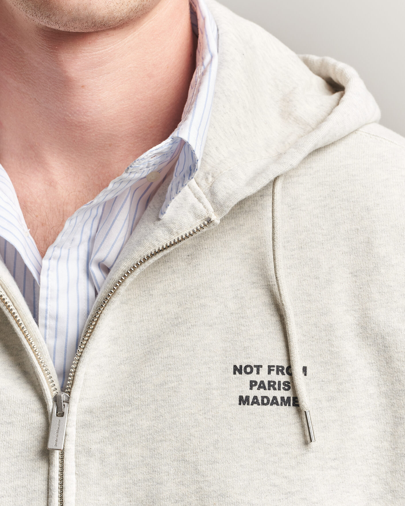 Mies | Puserot | Drôle de Monsieur | Slogan Full Zip Hoodie Grey