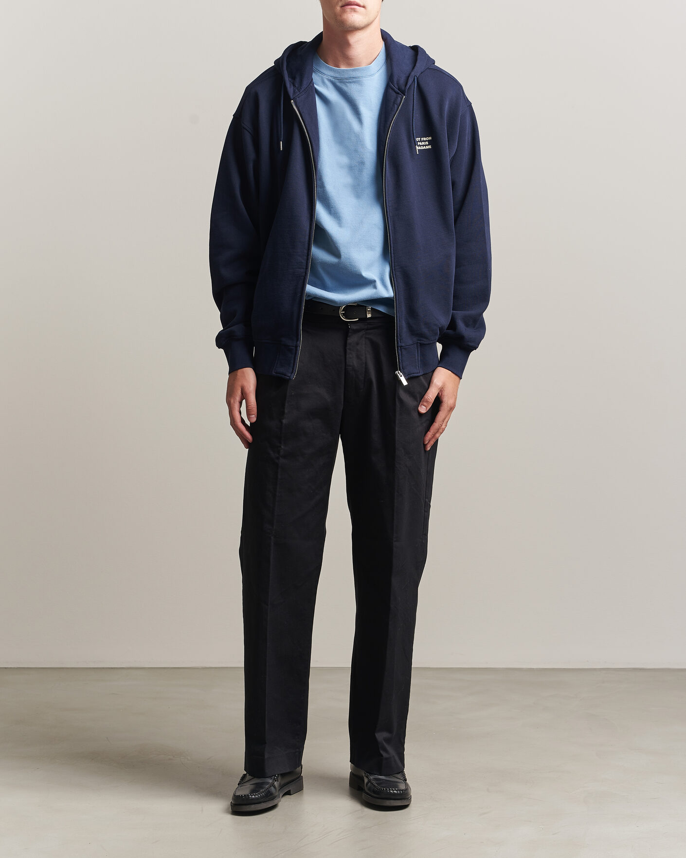 Mies | Puserot | Drôle de Monsieur | Slogan Full Zip Hoodie Navy