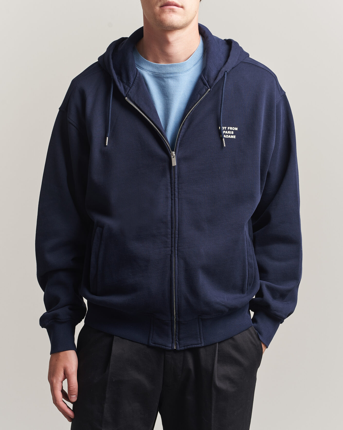 Mies | Puserot | Drôle de Monsieur | Slogan Full Zip Hoodie Navy