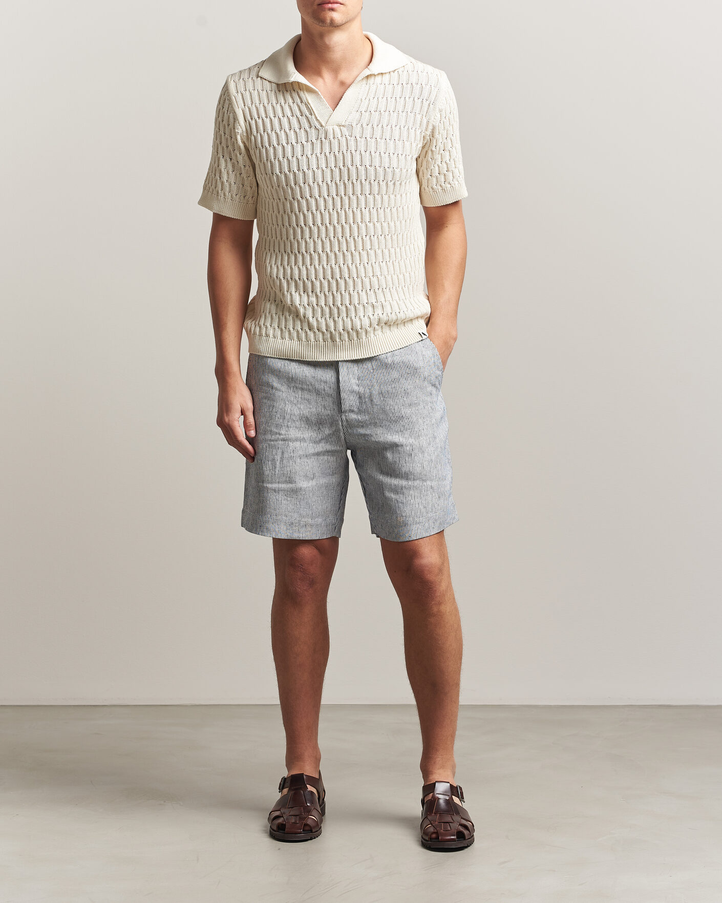 Mies | Shortsit | Peregrine | Windsor Linen Shorts Navy Stripe