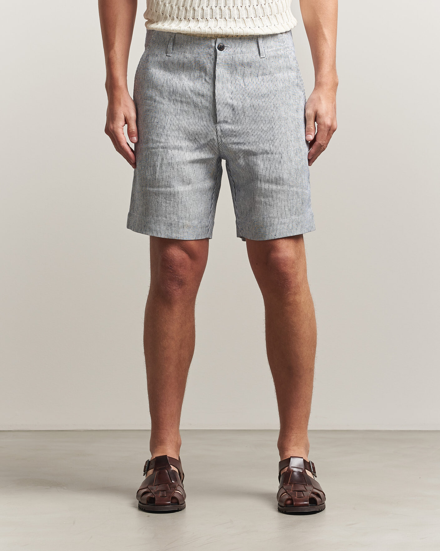 Mies | Shortsit | Peregrine | Windsor Linen Shorts Navy Stripe