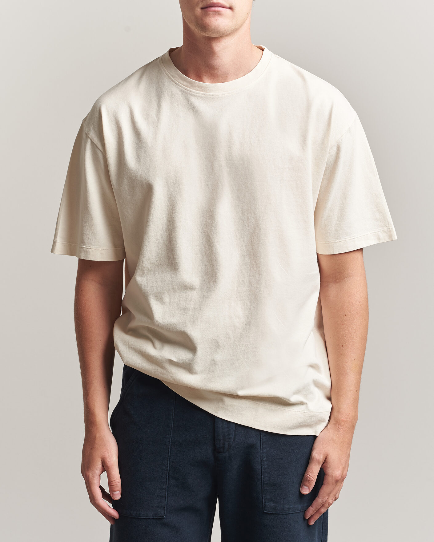 Mies | T-paidat | Massimo Alba | Nevis Brushed Cotton T-Shirt Soft White