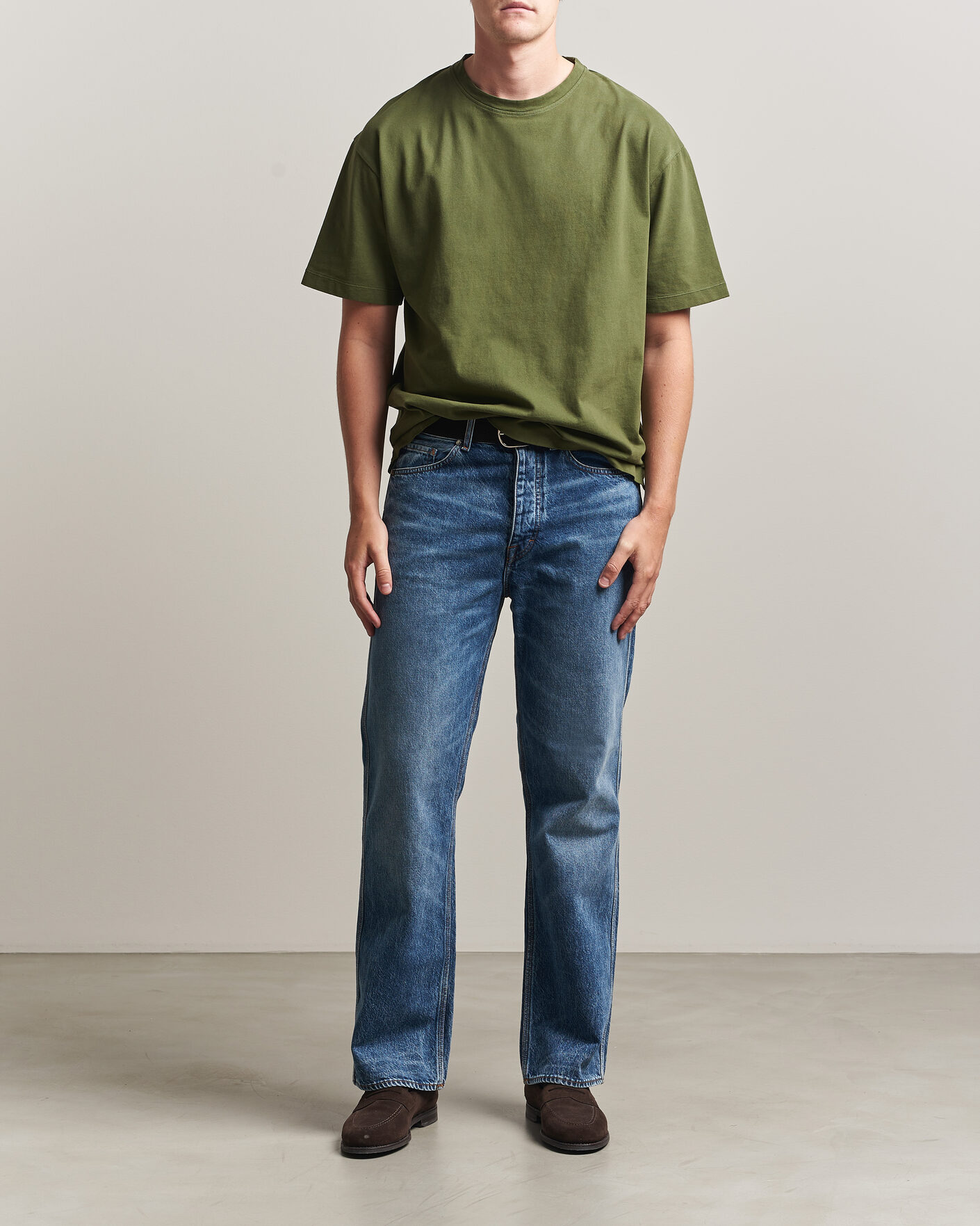 Mies | T-paidat | Massimo Alba | Nevis Brushed Cotton T-Shirt Moss Green