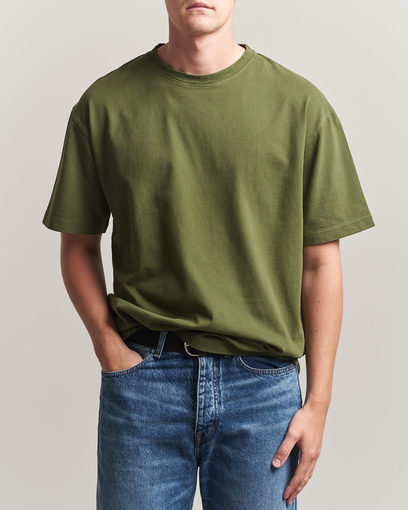 Mies | T-paidat | Massimo Alba | Nevis Brushed Cotton T-Shirt Moss Green