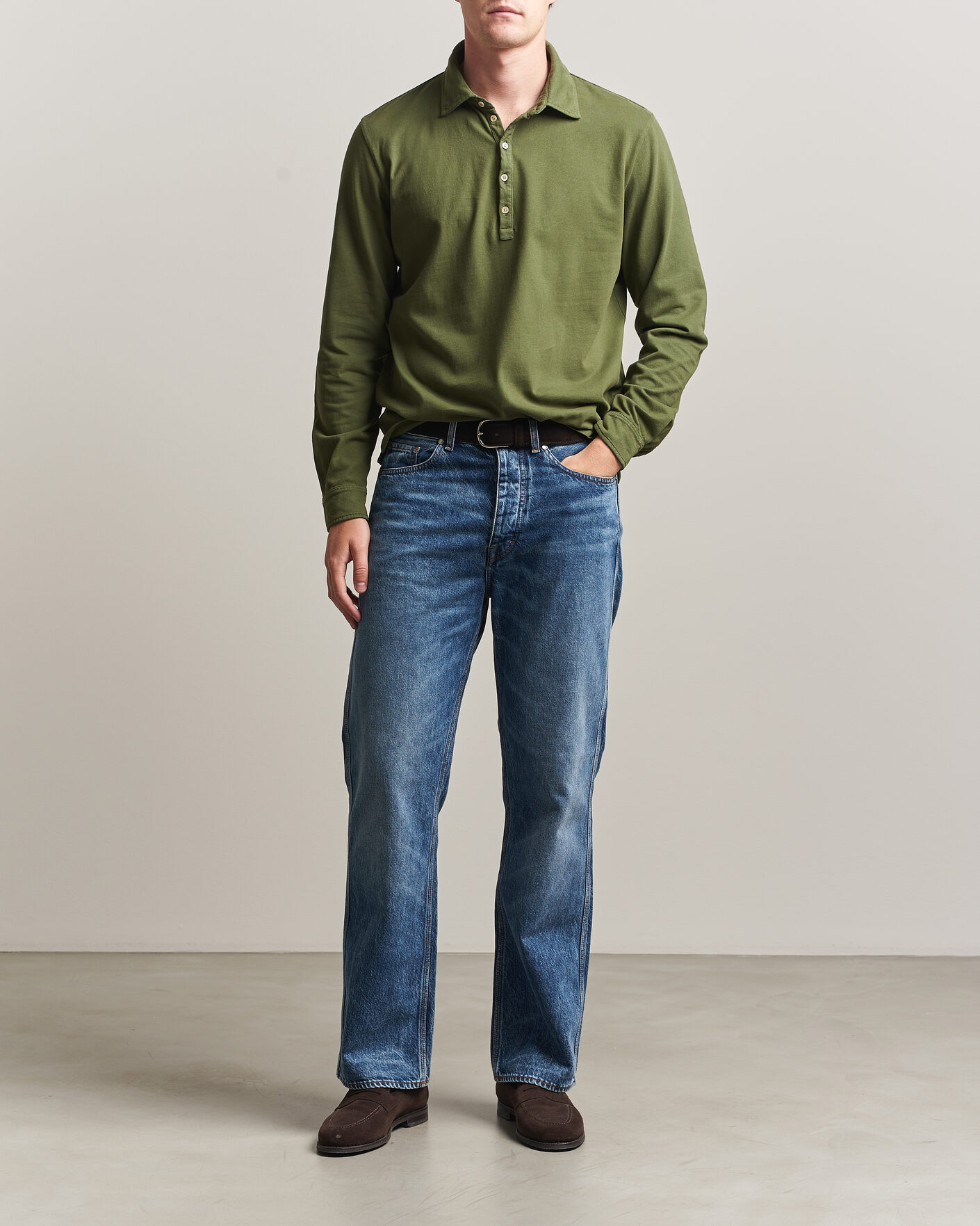 Mies | Pikeet | Massimo Alba | Raya Long Sleeve Polo Moss Green