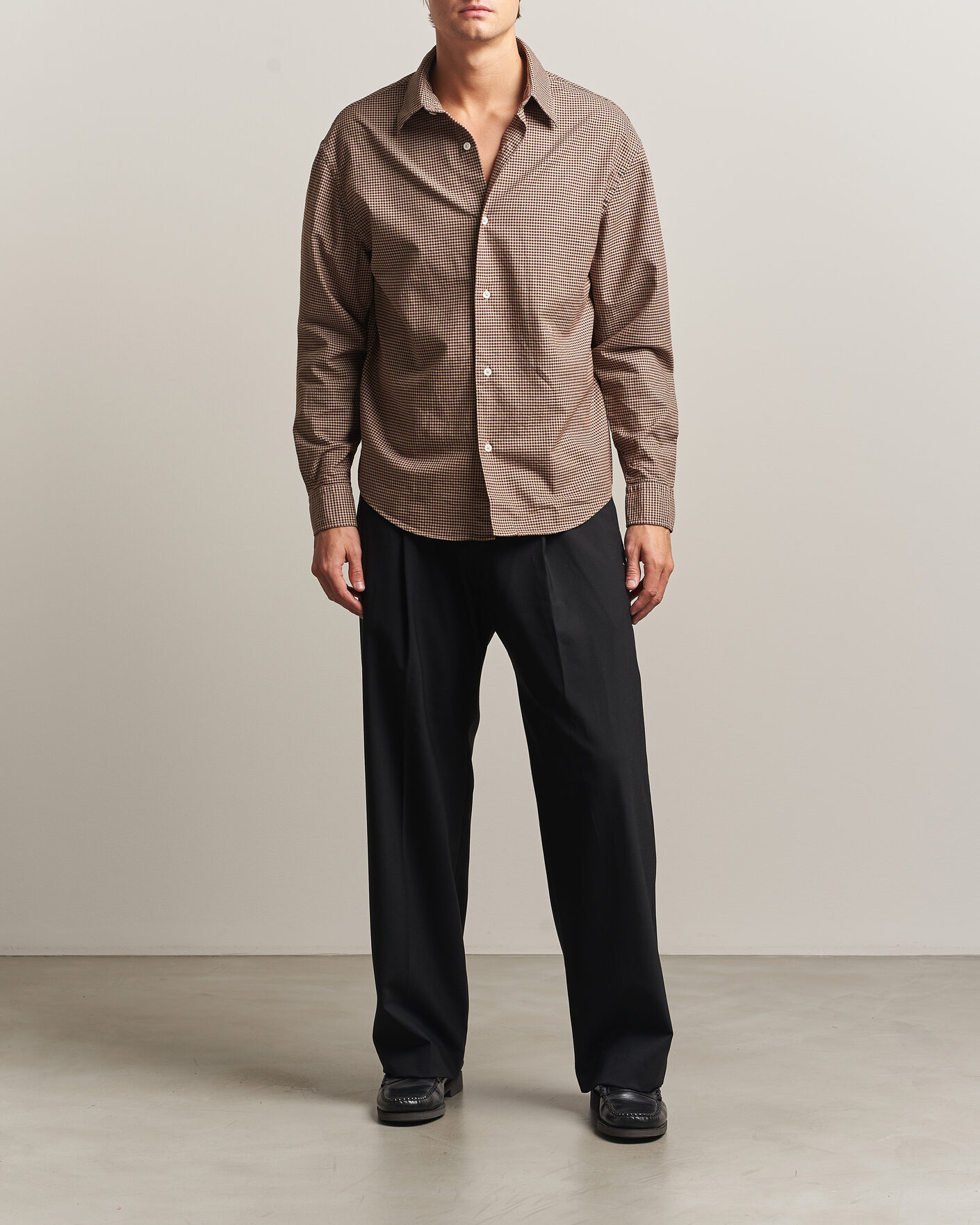 Mies | Kauluspaidat | Massimo Alba | Boxy Microcheck Shirt Fossil