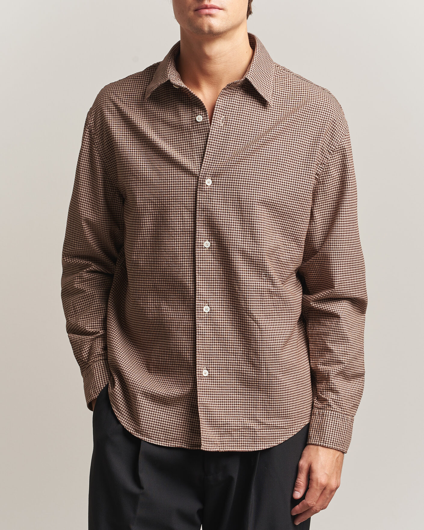 Mies | Kauluspaidat | Massimo Alba | Boxy Microcheck Shirt Fossil