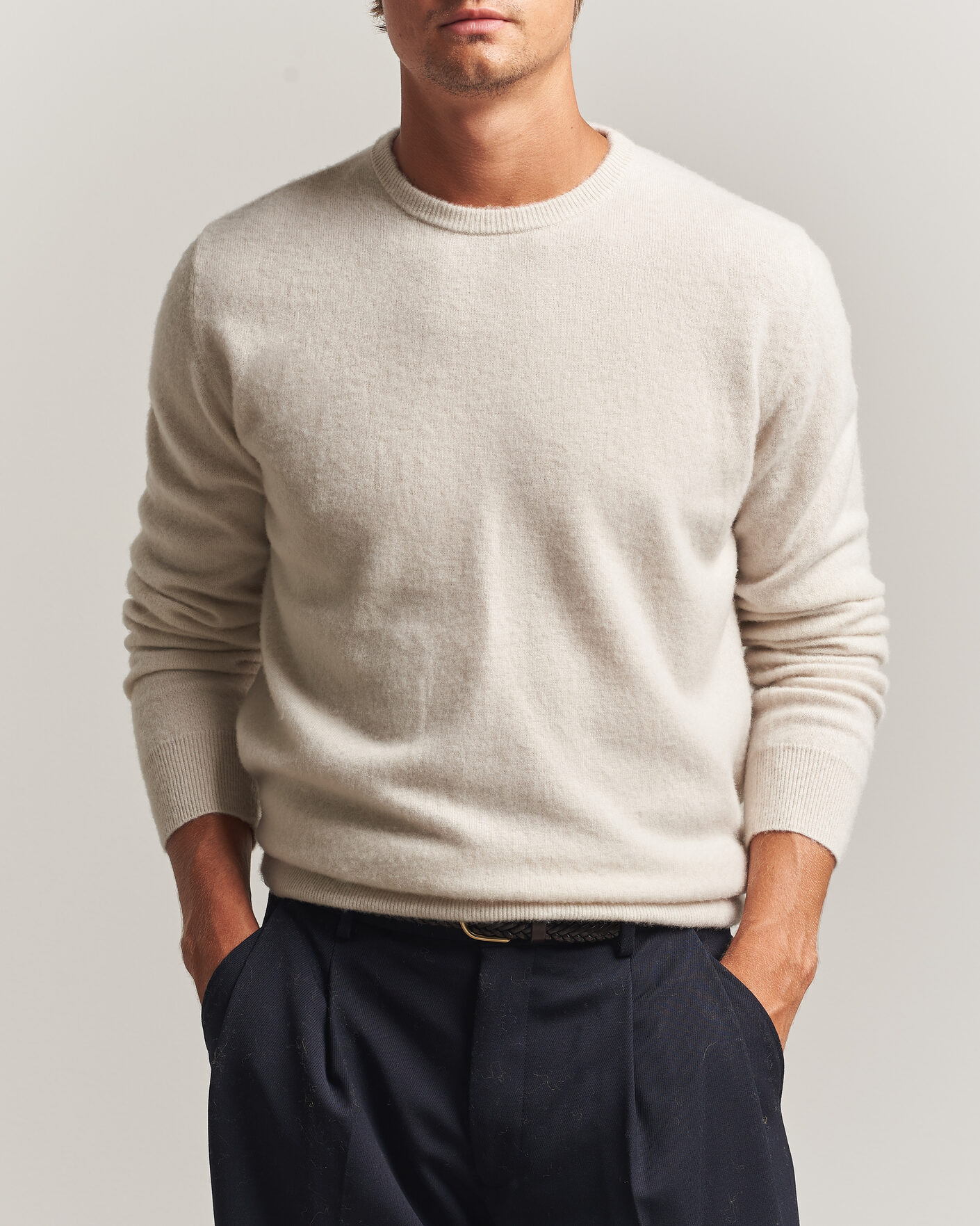 Mies | Puserot | Massimo Alba | Kane Brushed Cashmere Sweater Magnolia