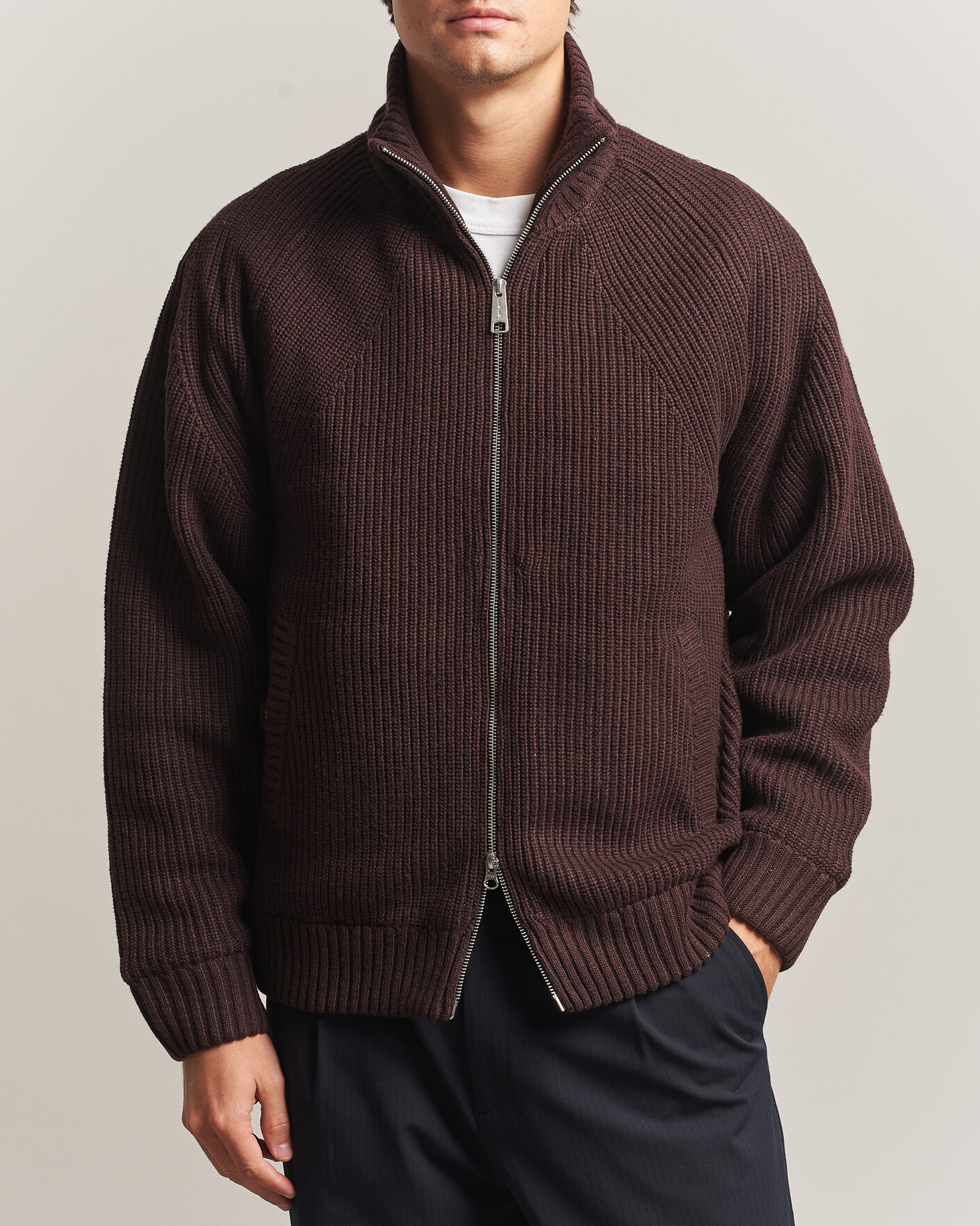 Mies | Puserot | Carhartt WIP | Bandley Padded Wool Mix Full Zip Palisander Brown
