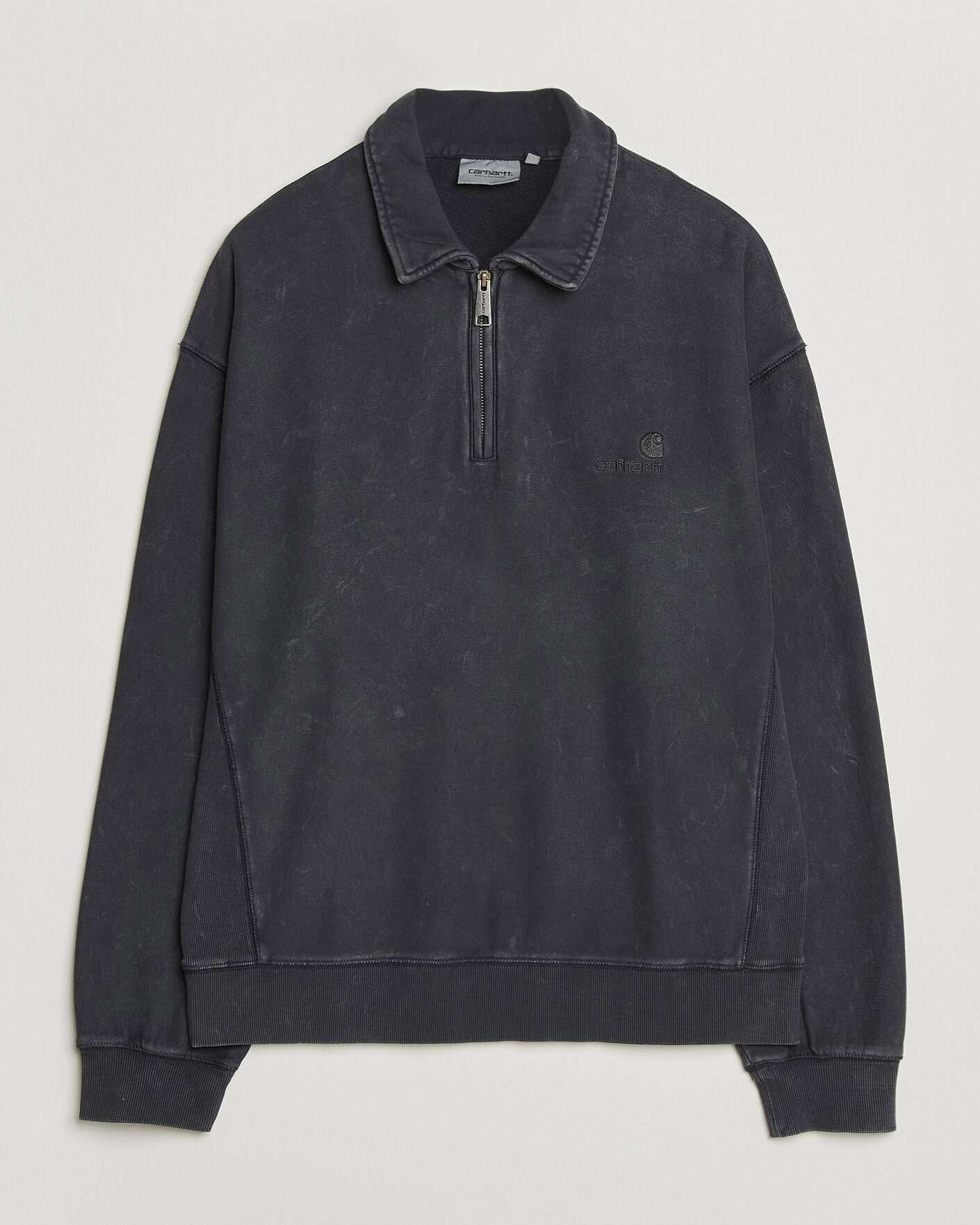 Mies | Puserot | Carhartt WIP | Lambert Washed Polo Sweatshirt Black Moon Wash