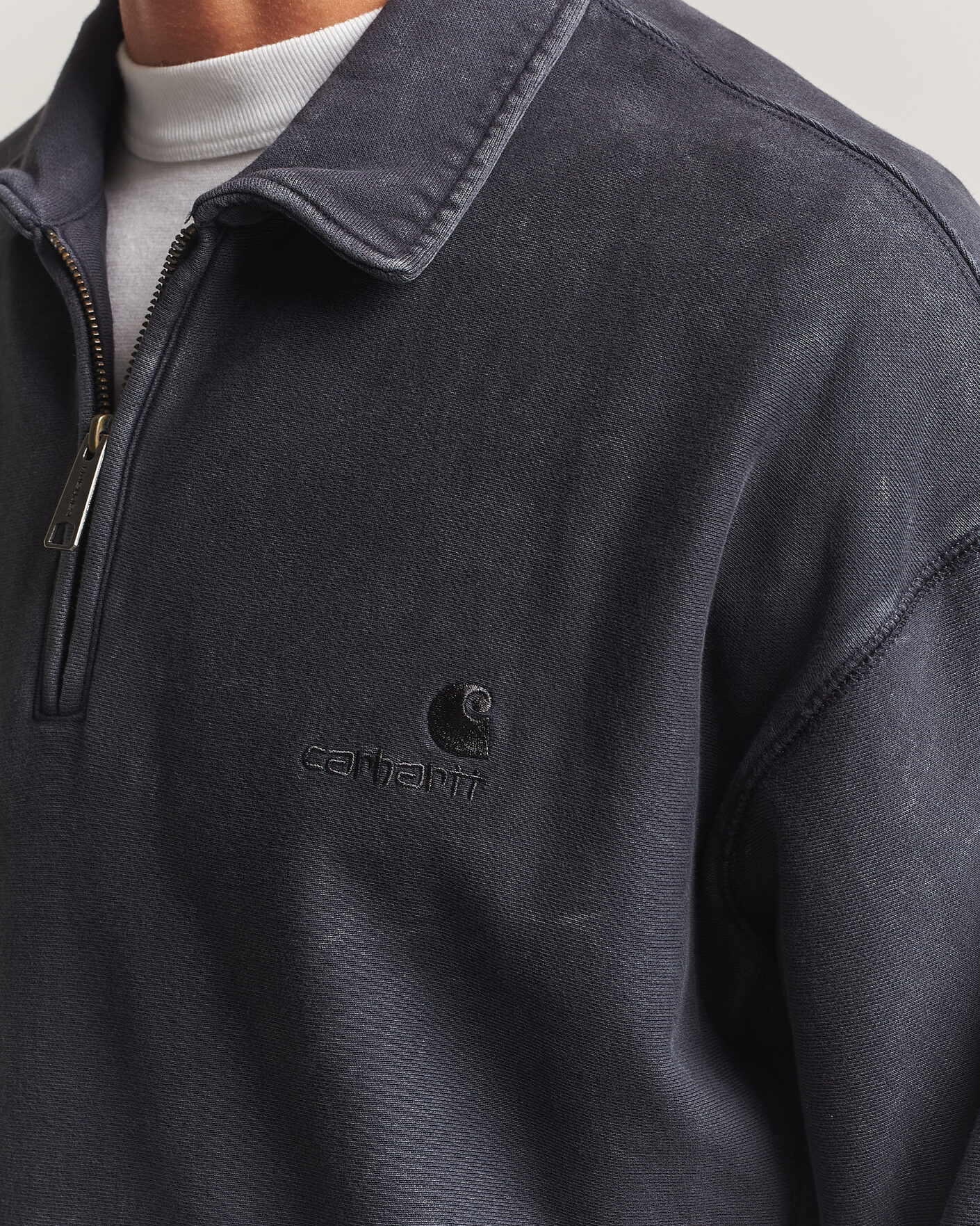 Mies | Puserot | Carhartt WIP | Lambert Washed Polo Sweatshirt Black Moon Wash