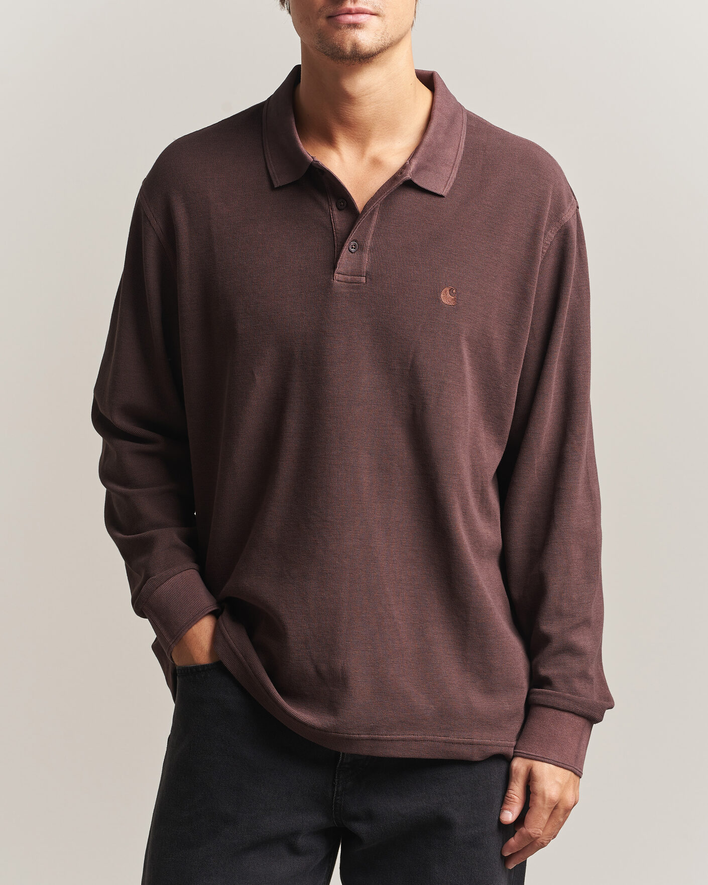 Mies | Puserot | Carhartt WIP | Long Sleeve Waffle Rugby Shirt Palisander Brown