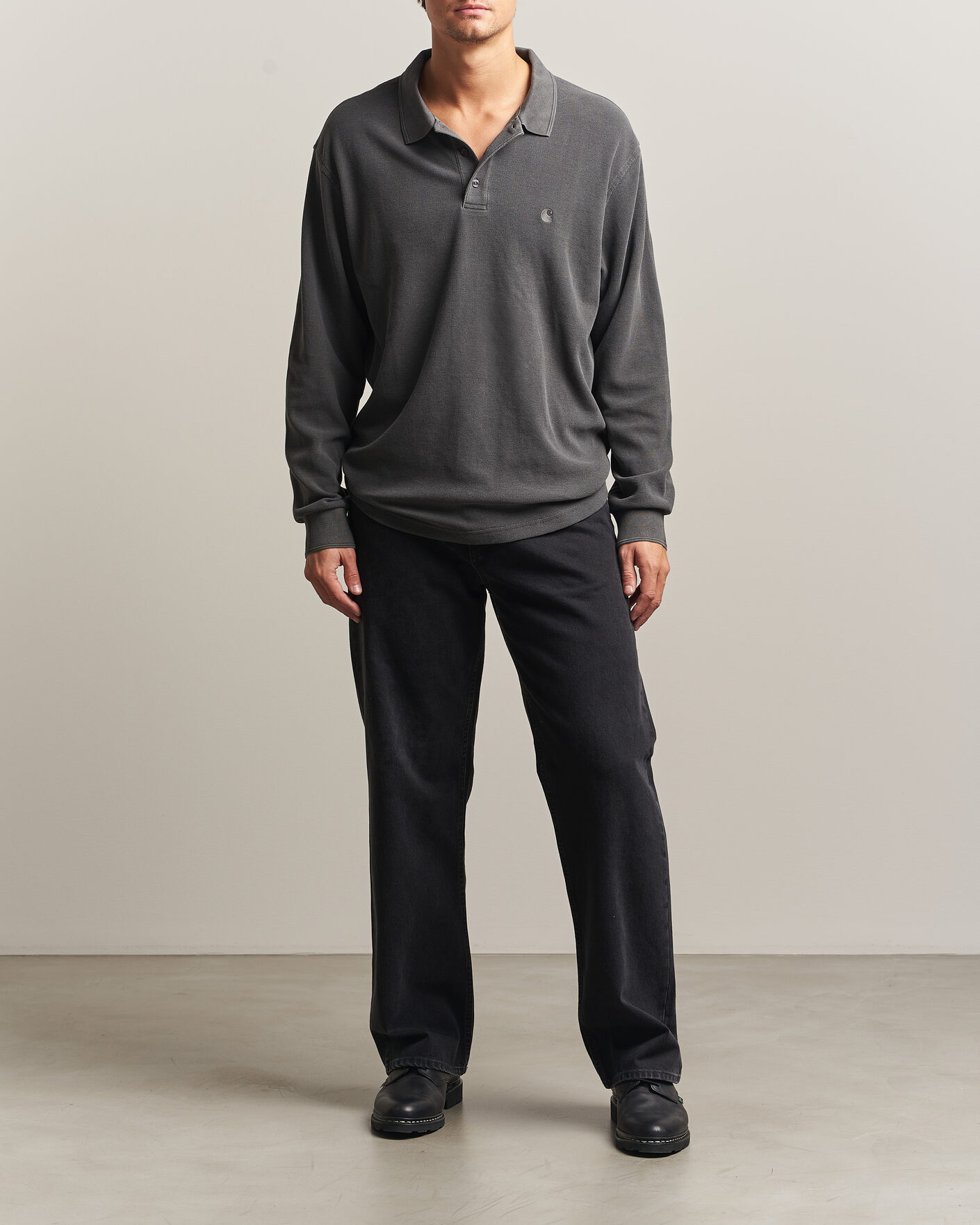 Mies | Puserot | Carhartt WIP | Long Sleeve Waffle Rugby Shirt Black
