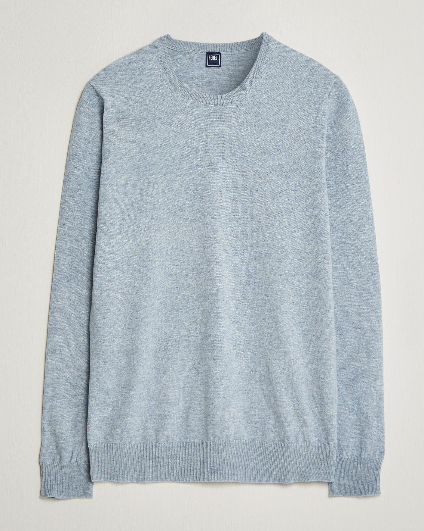 Mies | Puserot | Fedeli | Pure Cashmere Crew Neck Light Blue