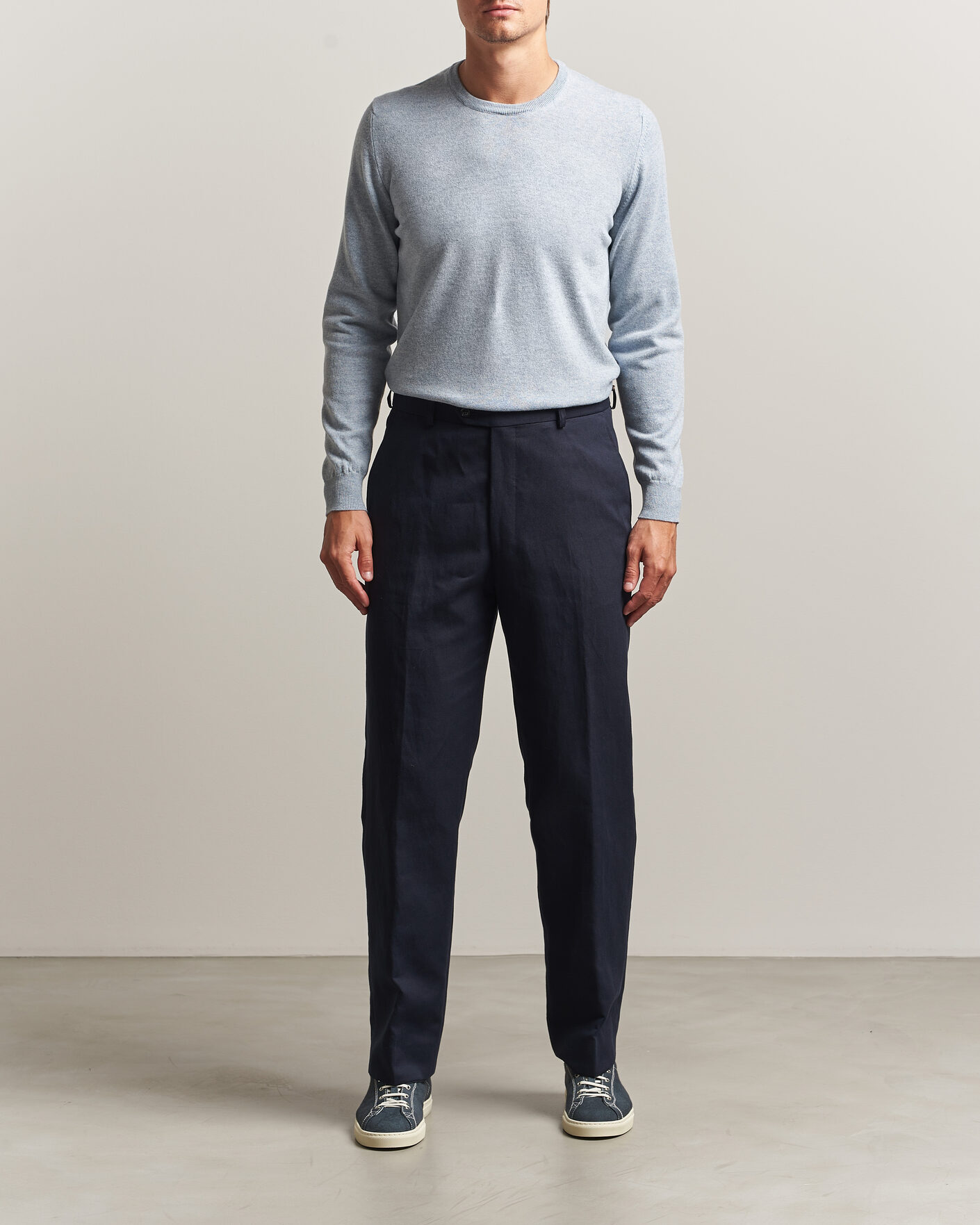 Mies | Puserot | Fedeli | Pure Cashmere Crew Neck Light Blue
