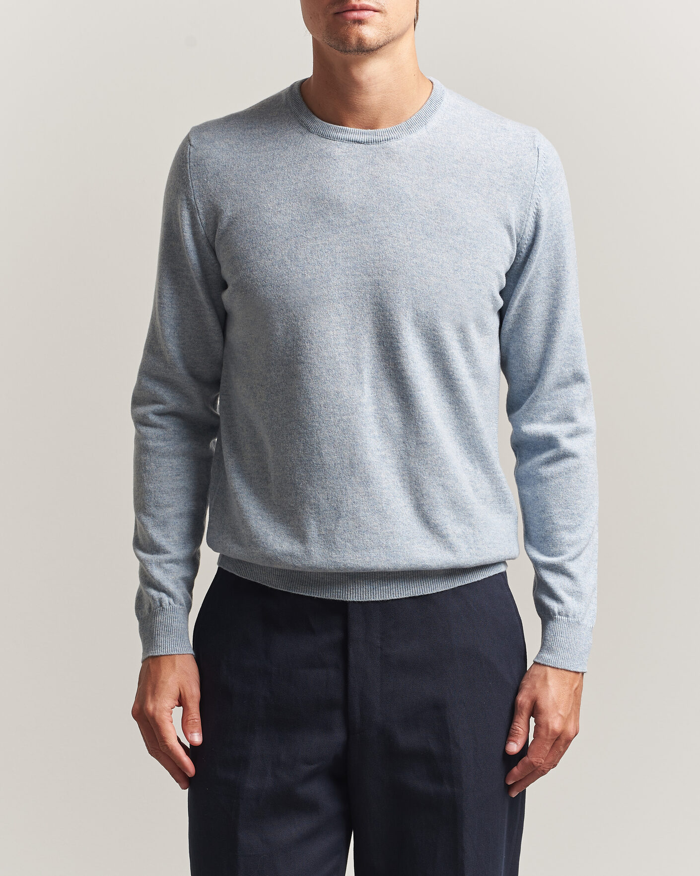 Mies | Puserot | Fedeli | Pure Cashmere Crew Neck Light Blue