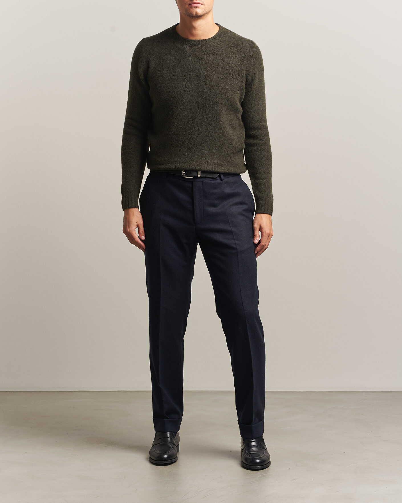 Mies | Puserot | Fedeli | Cashmere Blend Boucle Sweater Forest Green