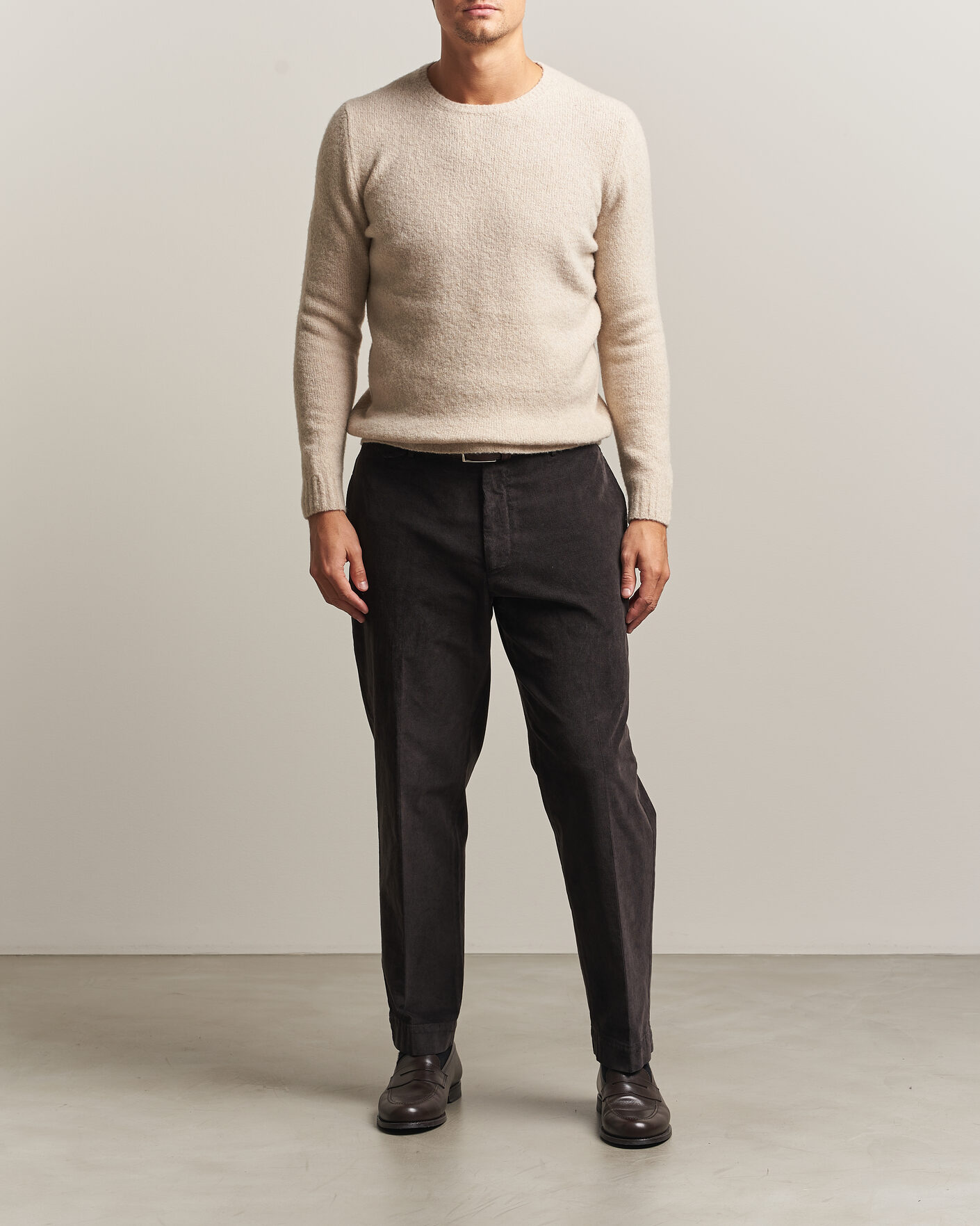 Mies | Puserot | Fedeli | Cashmere Blend Boucle Sweater Light Grey