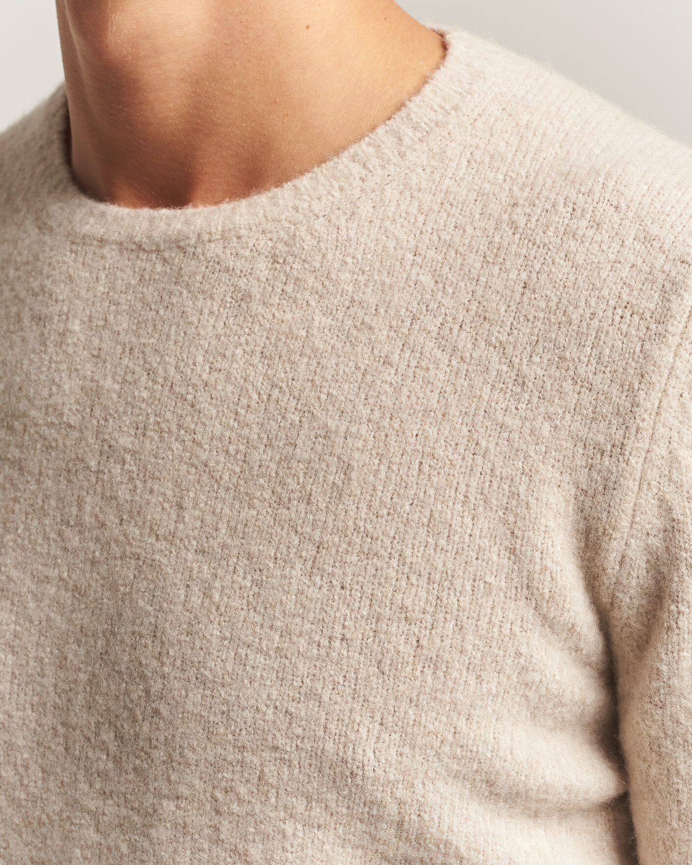 Mies | Puserot | Fedeli | Cashmere Blend Boucle Sweater Light Grey