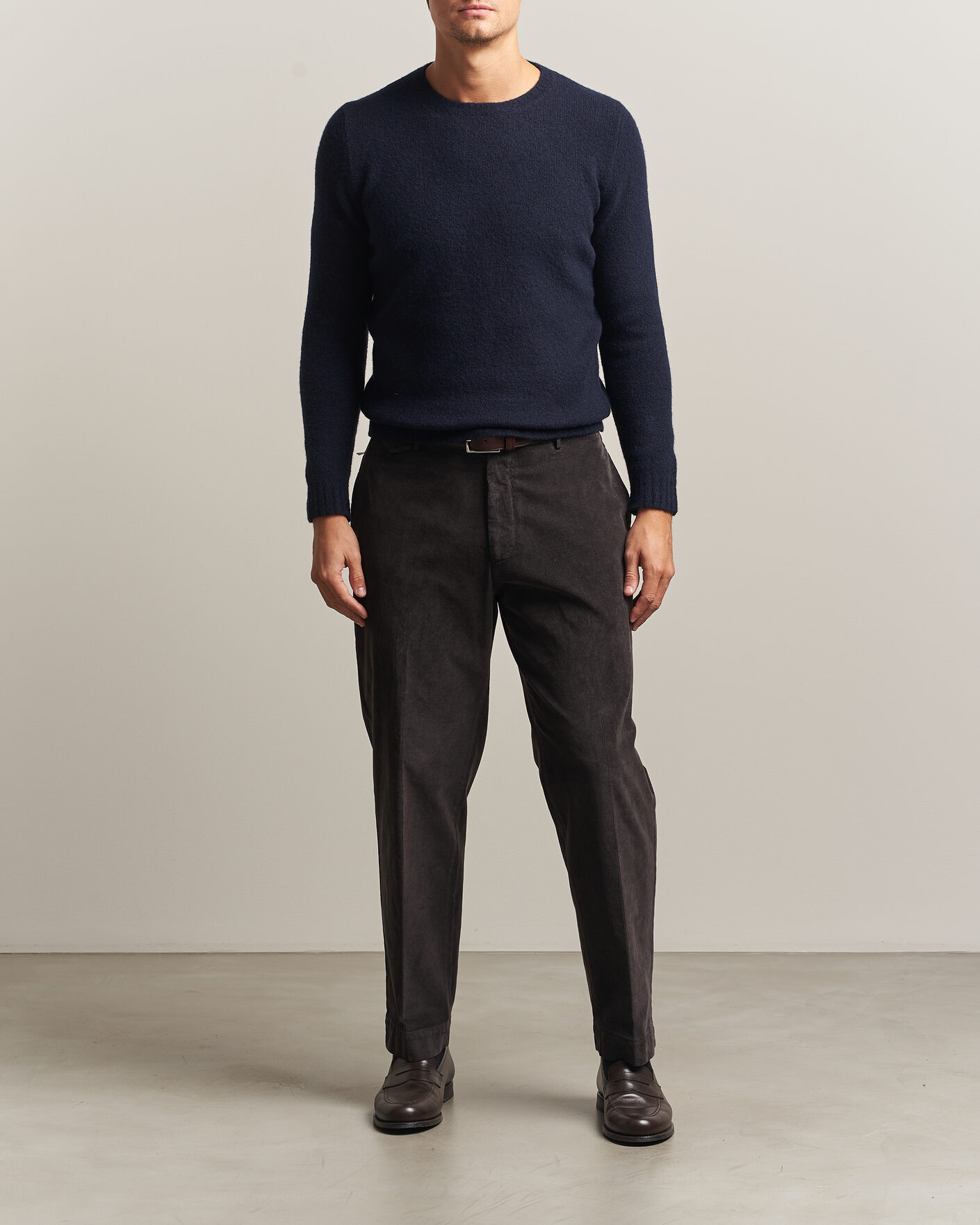 Mies | Puserot | Fedeli | Cashmere Blend Boucle Sweater Navy