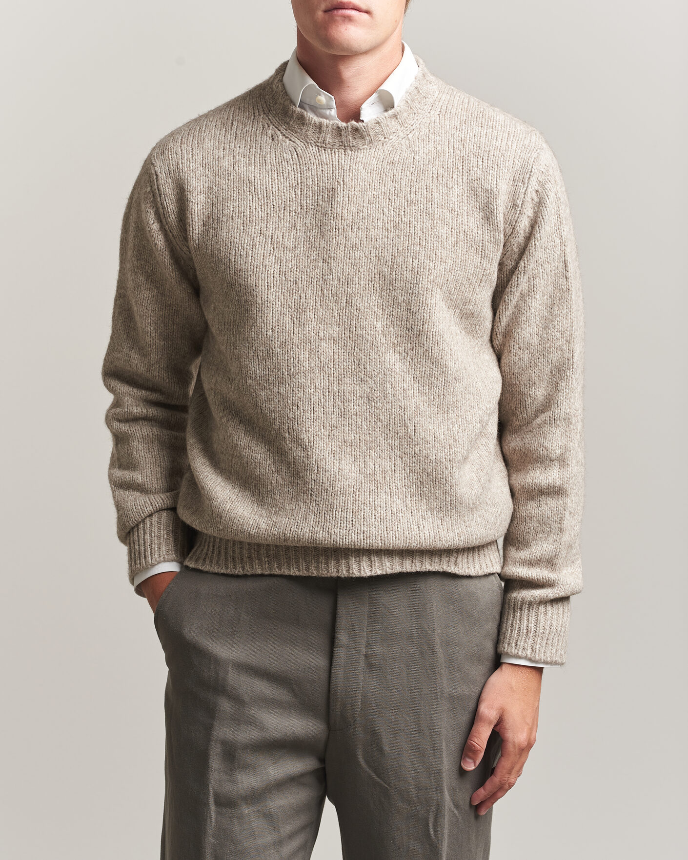 Mies | Puserot | Fedeli | Yak Blend Sweater Beige Melange