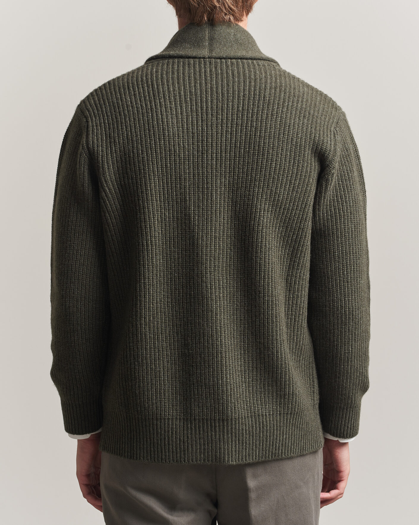 Mies | Puserot | Fedeli | Wool/Cashmere Shawl Cardigan Forest Green