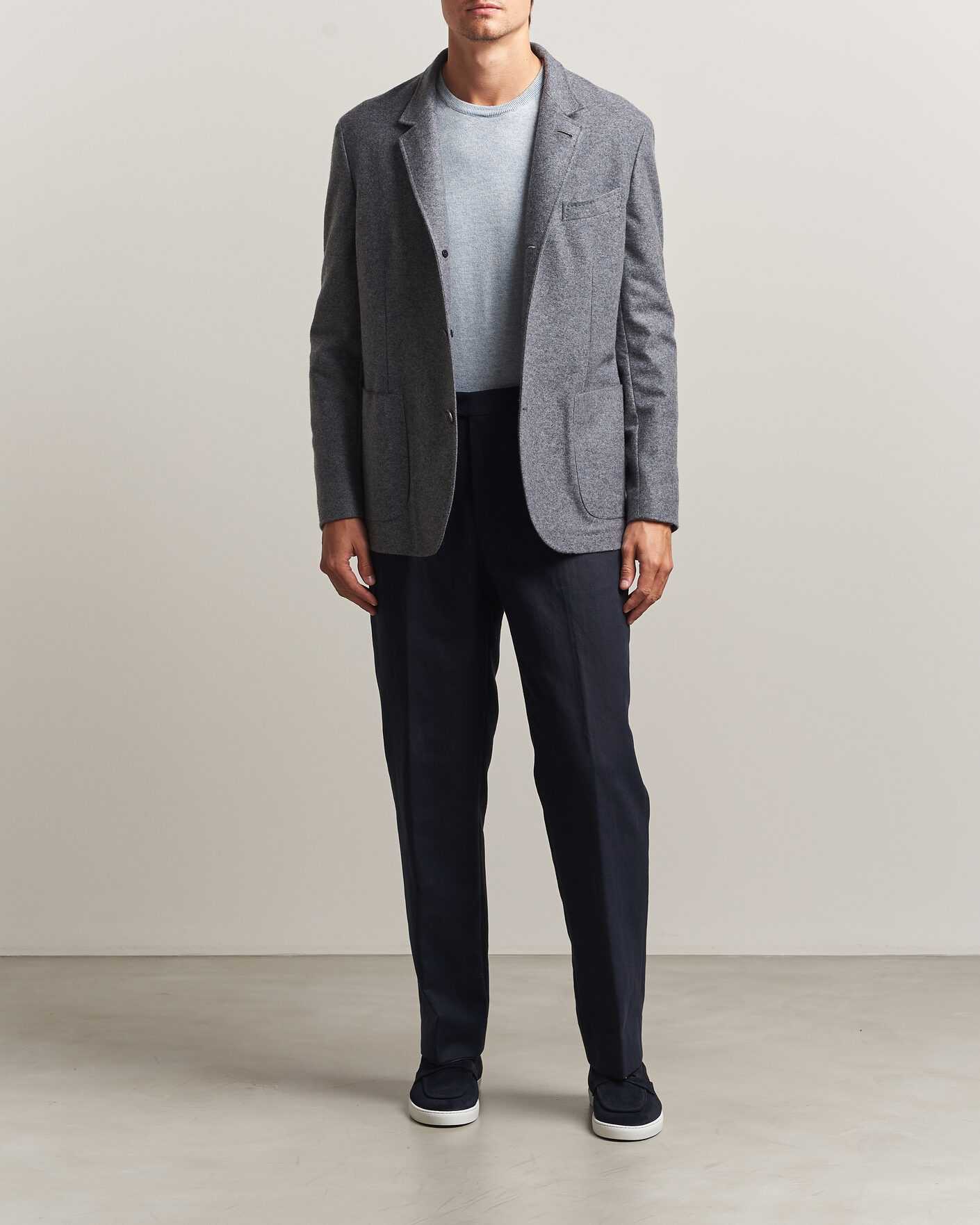 Mies | Pikkutakit | Fedeli | Cashmere Flannel Jacket Grey Melange