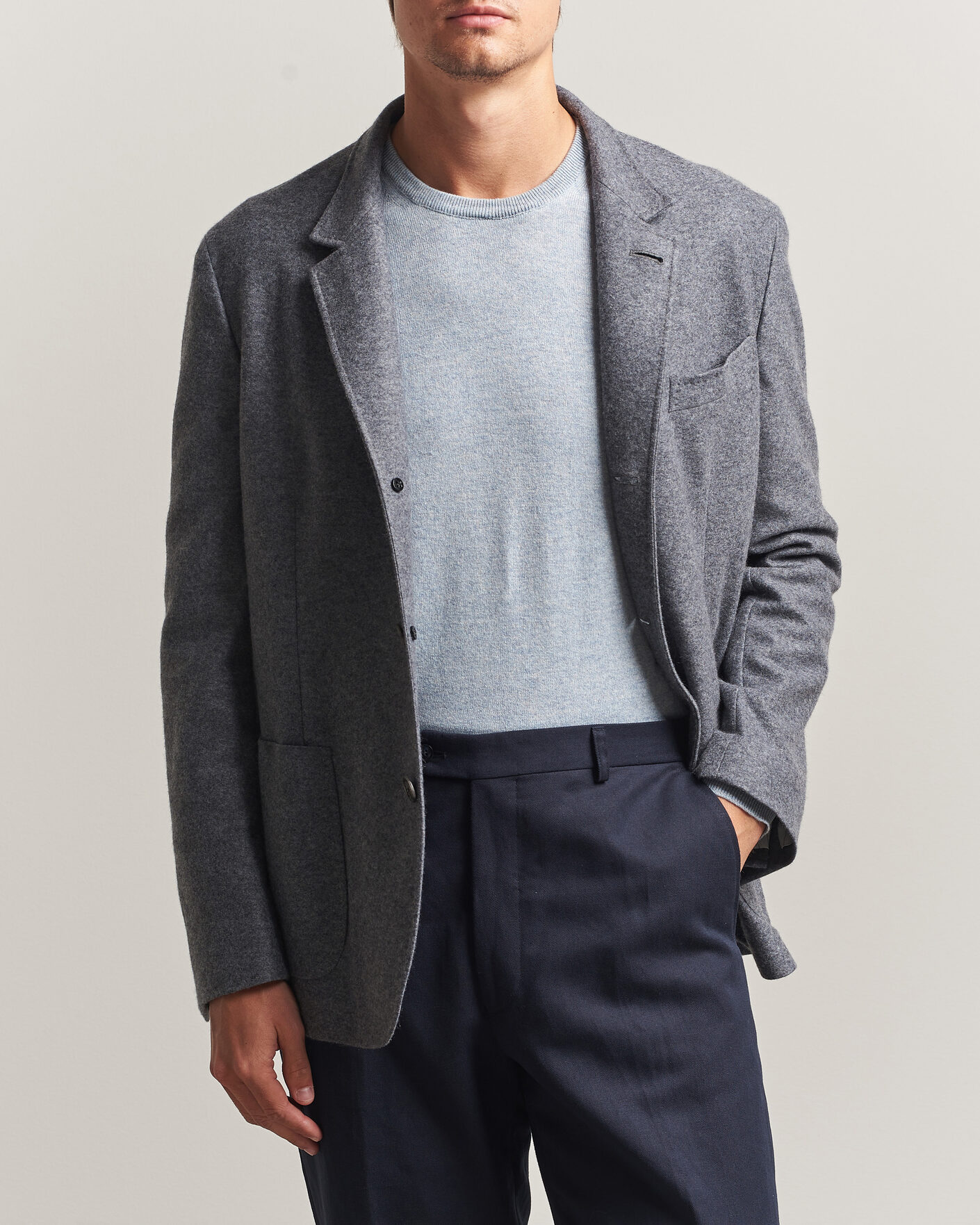 Mies | Pikkutakit | Fedeli | Cashmere Flannel Jacket Grey Melange