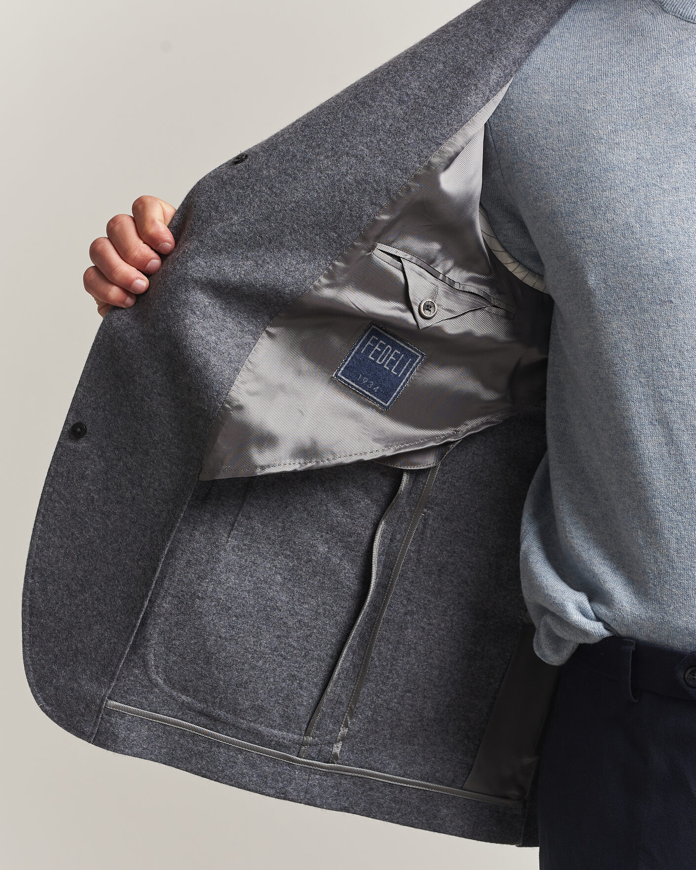 Mies | Pikkutakit | Fedeli | Cashmere Flannel Jacket Grey Melange